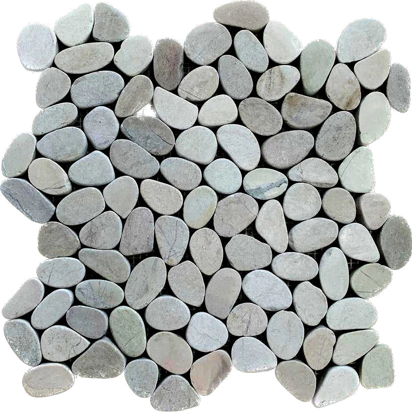 White Small Sliced Pebble Tile - Pebble Tile Shop