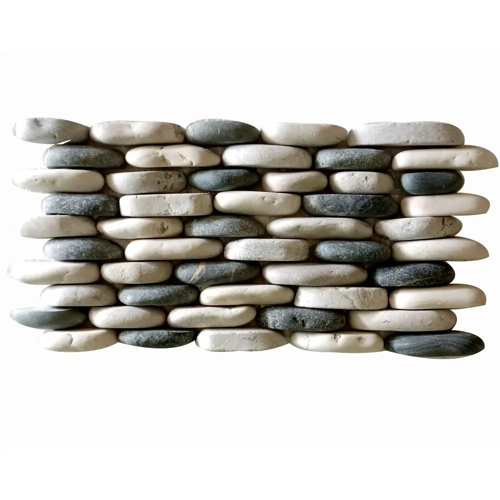 Charcoal Black And White And Grey Standing Pebble - Pebble Tile Shop