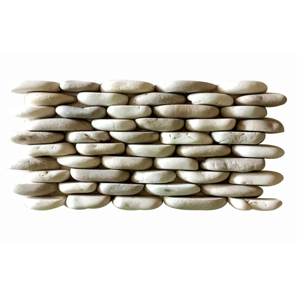 Java Coins Tile Java Tan and White Standing Pebble Tile | Pebble Tile Shop