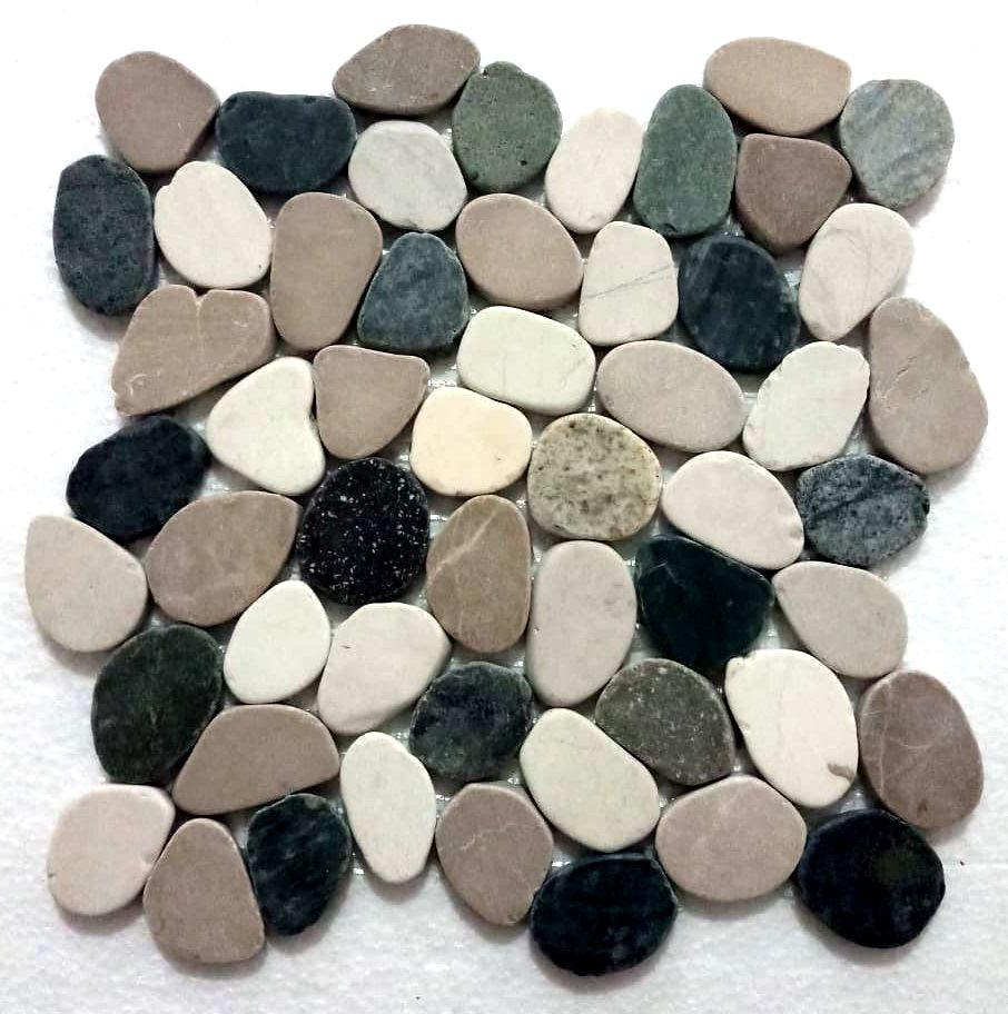 Sliced Mixed 4 Colours Pebble Tile - Pebble Tile Shop