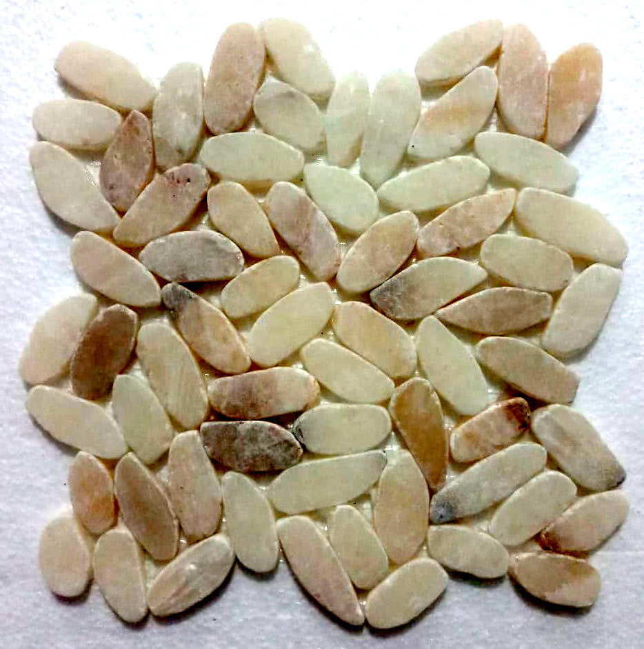 Sliced Mixed Quartz Oval Mosaic Tile - Pebble Tile Shop