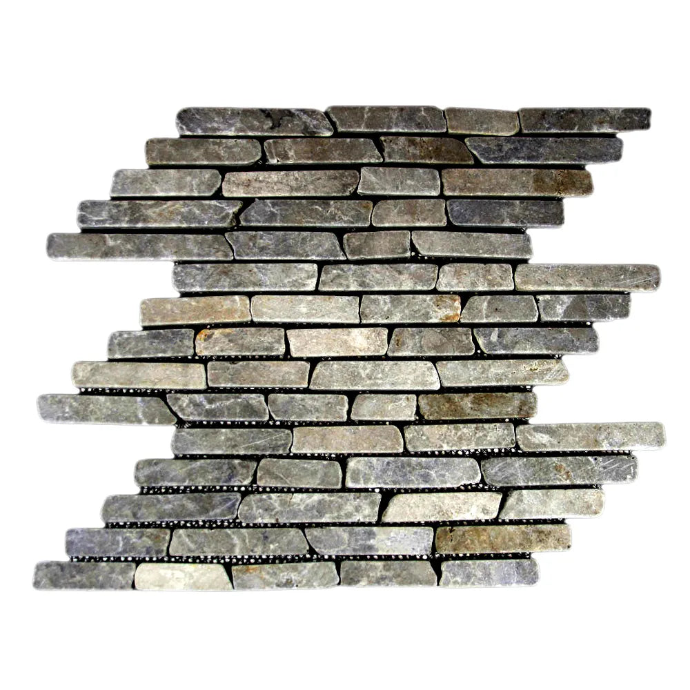 Light Grey Pencil Stone Mosaic Tile - Pebble Tile Shop