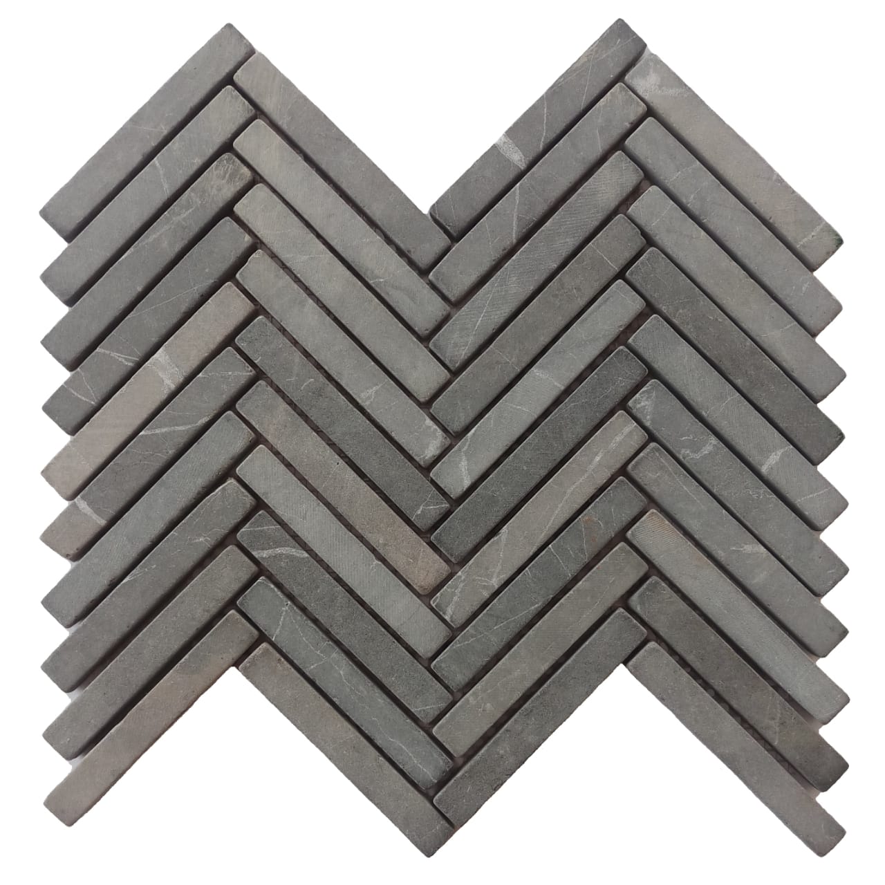 Grey Small Chevron Mosaic Tile - Pebble Tile Shop