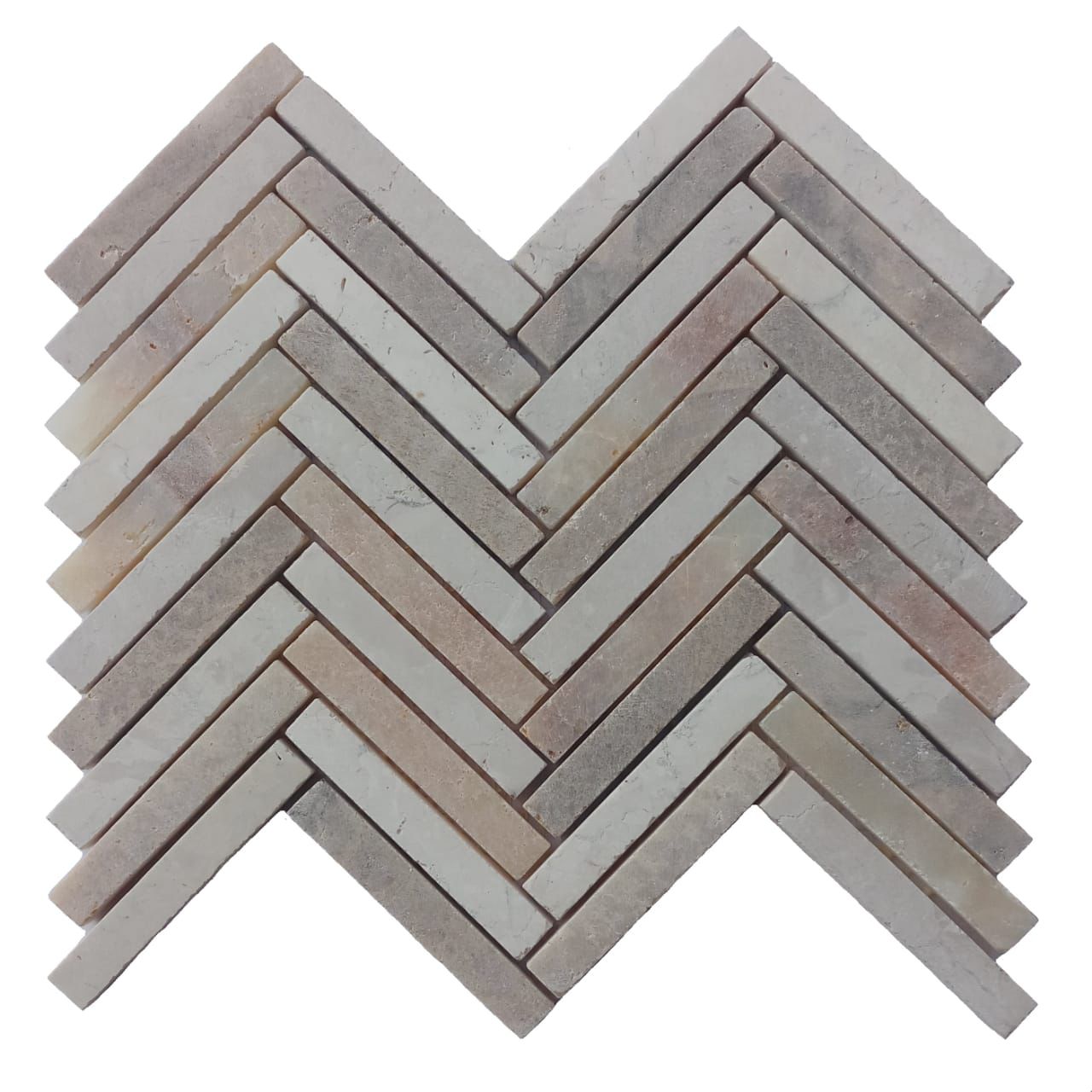 Mixed White And Onyx And Sunset Small Chevron Mosaic Tile - Pebble Tile Shop