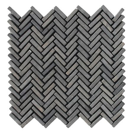 Black Chevron Stone Mosaic Tile - Pebble Tile Shop