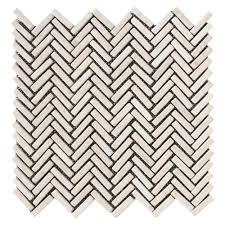 Cream Chevron Stone Mosaic Tile - Pebble Tile Shop