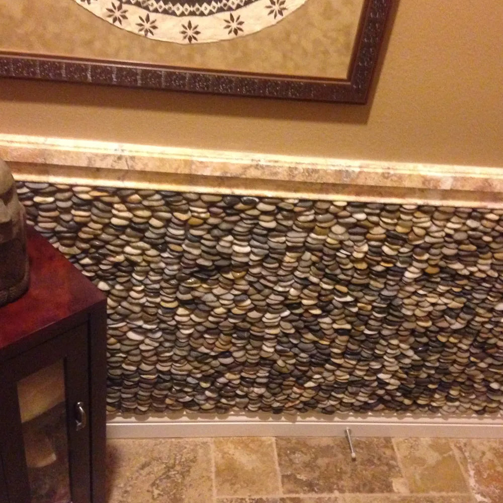 Polished Cobblestone Standing Pebble Tile - Pebble Tile Shop