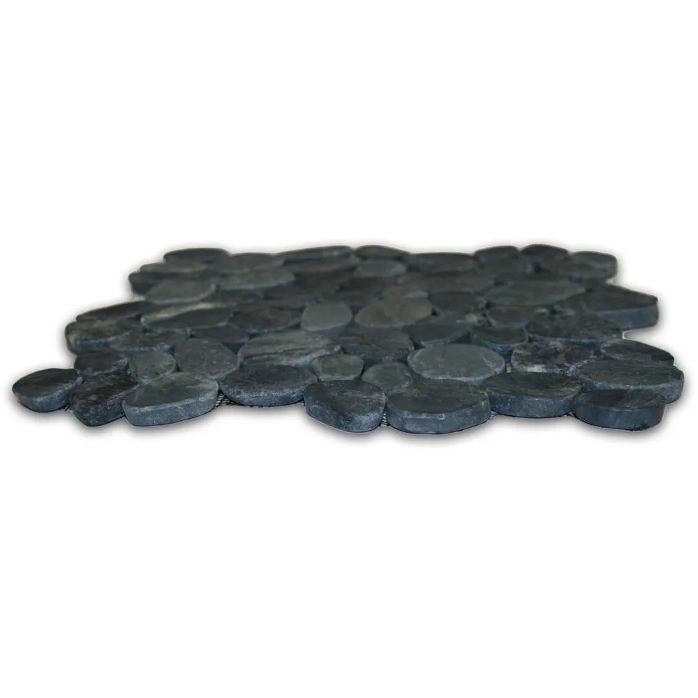 Sliced Charcoal Black Pebble Tile - Pebble Tile Shop