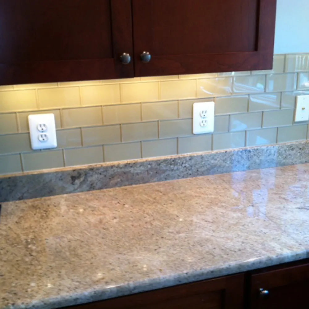 Khaki Glass Subway Tile - Pebble Tile Shop