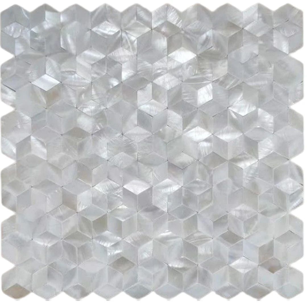 Rhombus Groutless Pearl Shell Tile - Pebble Tile Shop