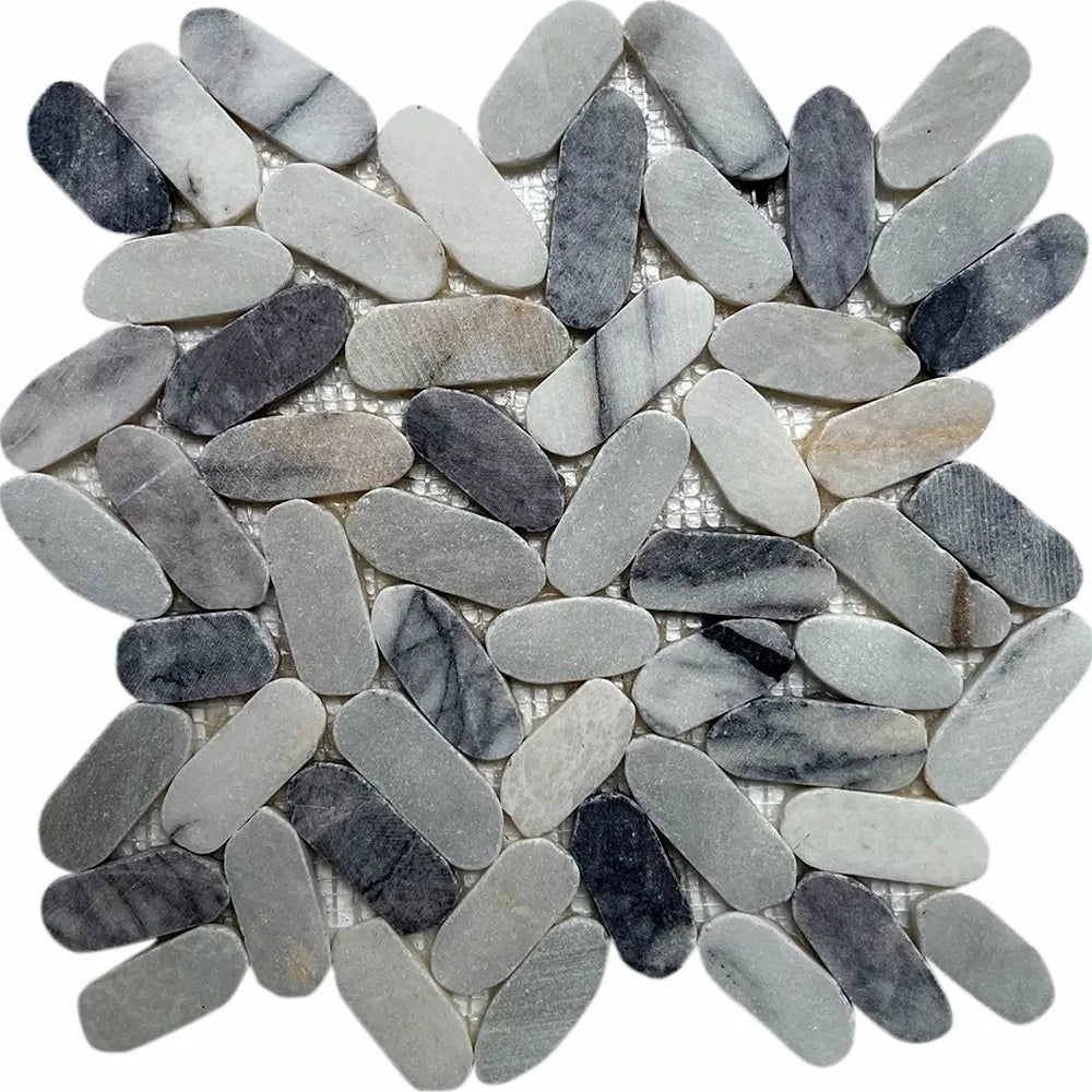 Milas Lilac Sliced Oval Ellipse Pebble Tile - Pebble Tile Shop