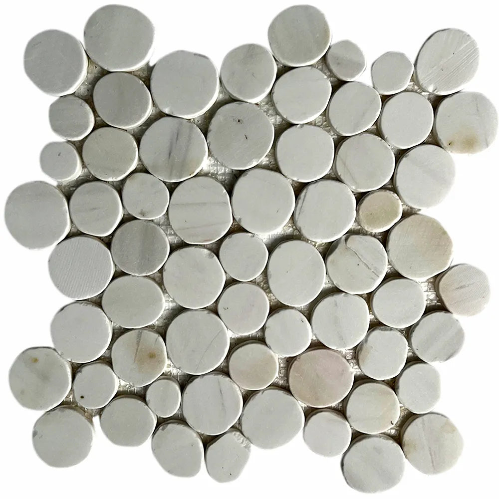 Bianco Dolomite Moon Mosaic - Pebble Tile Shop