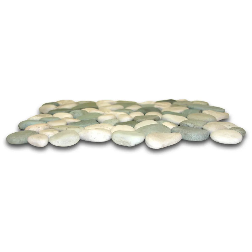 Sea Green and White Pebble Tile - Pebble Tile Shop