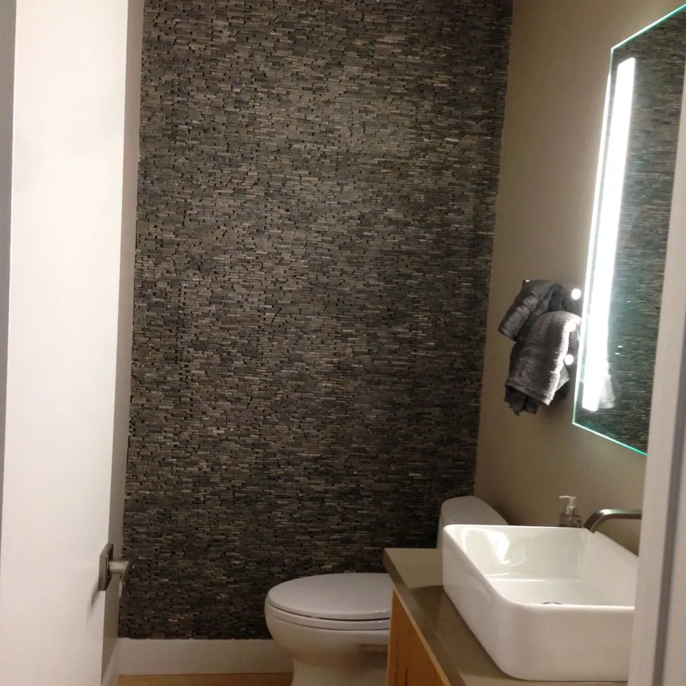 Grey Standing Mosaic Tile - Pebble Tile Shop