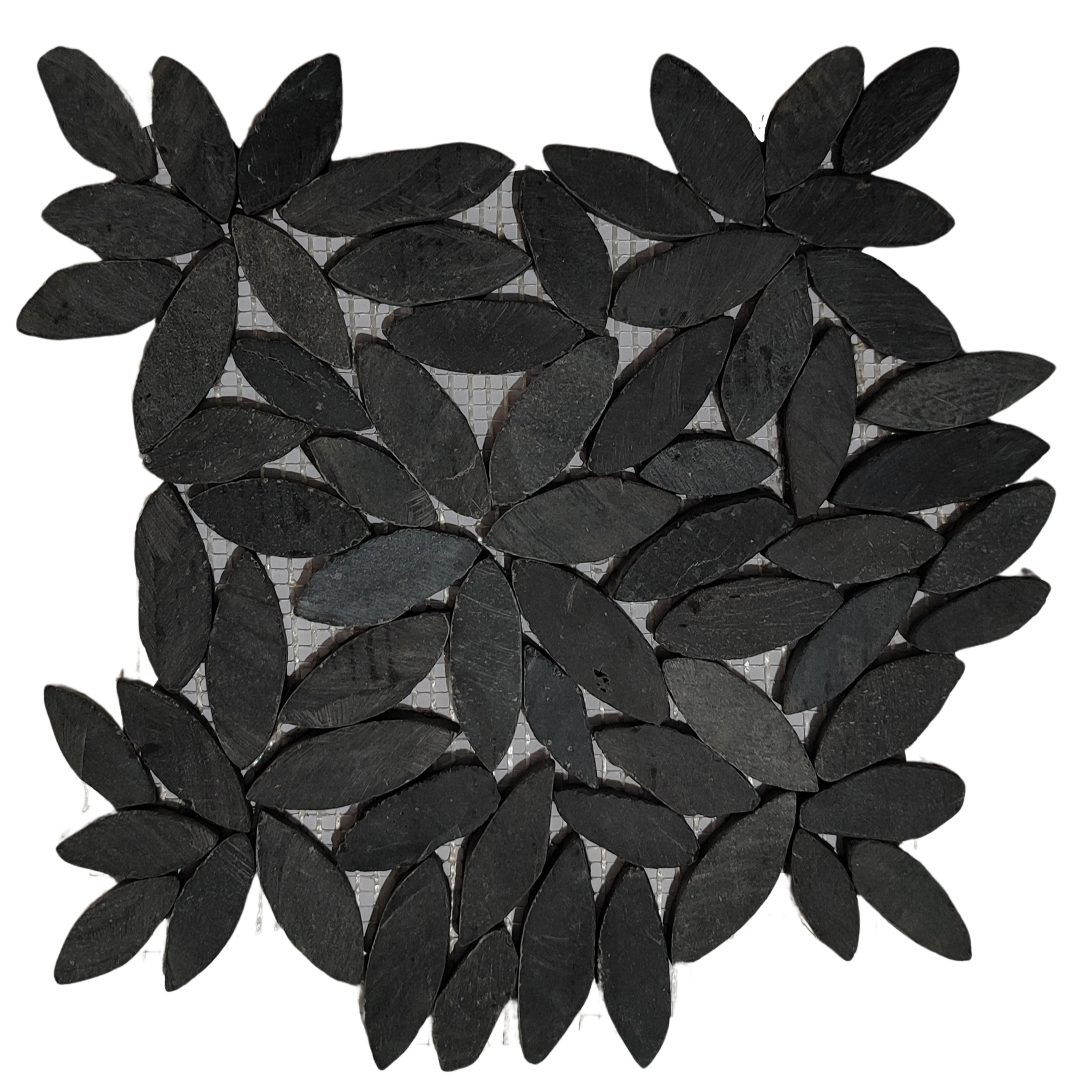 Alor Black Flower Pebble Stone Mosaic Tiles - Pebble Tile Shop