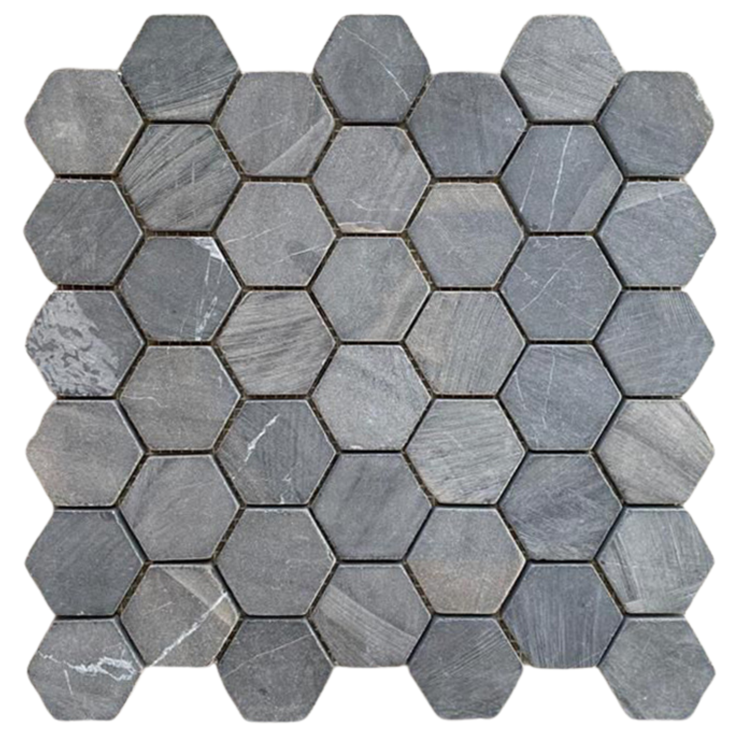 Dark Grey Hexagon 2x2 Marble Mosaic Tile - Pebble Tile Shop