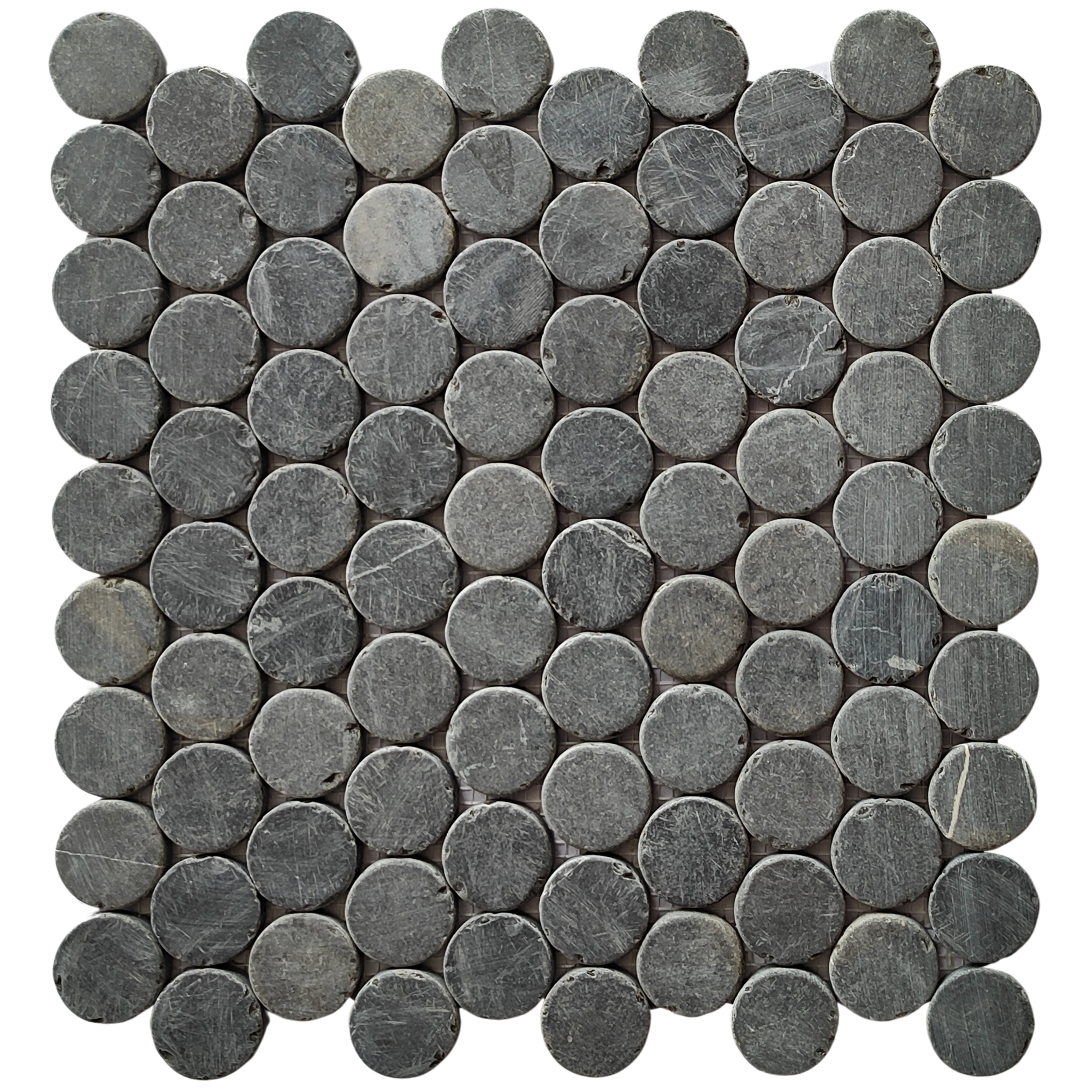 Dark Grey penny round marble mosaic tile - Pebble Tile Shop