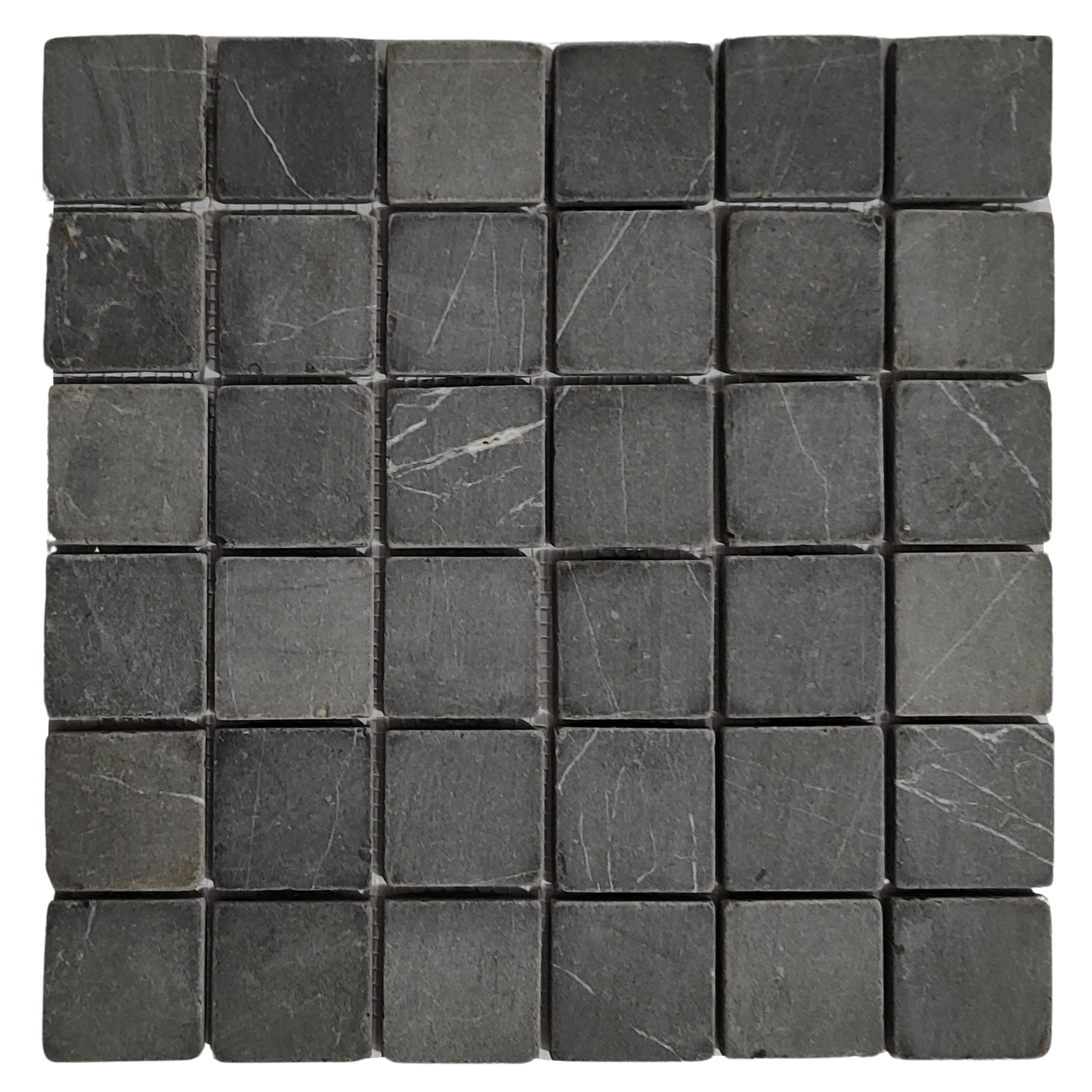 Dark Grey Square 2x2 Marble Mosaic Tile - Pebble Tile Shop