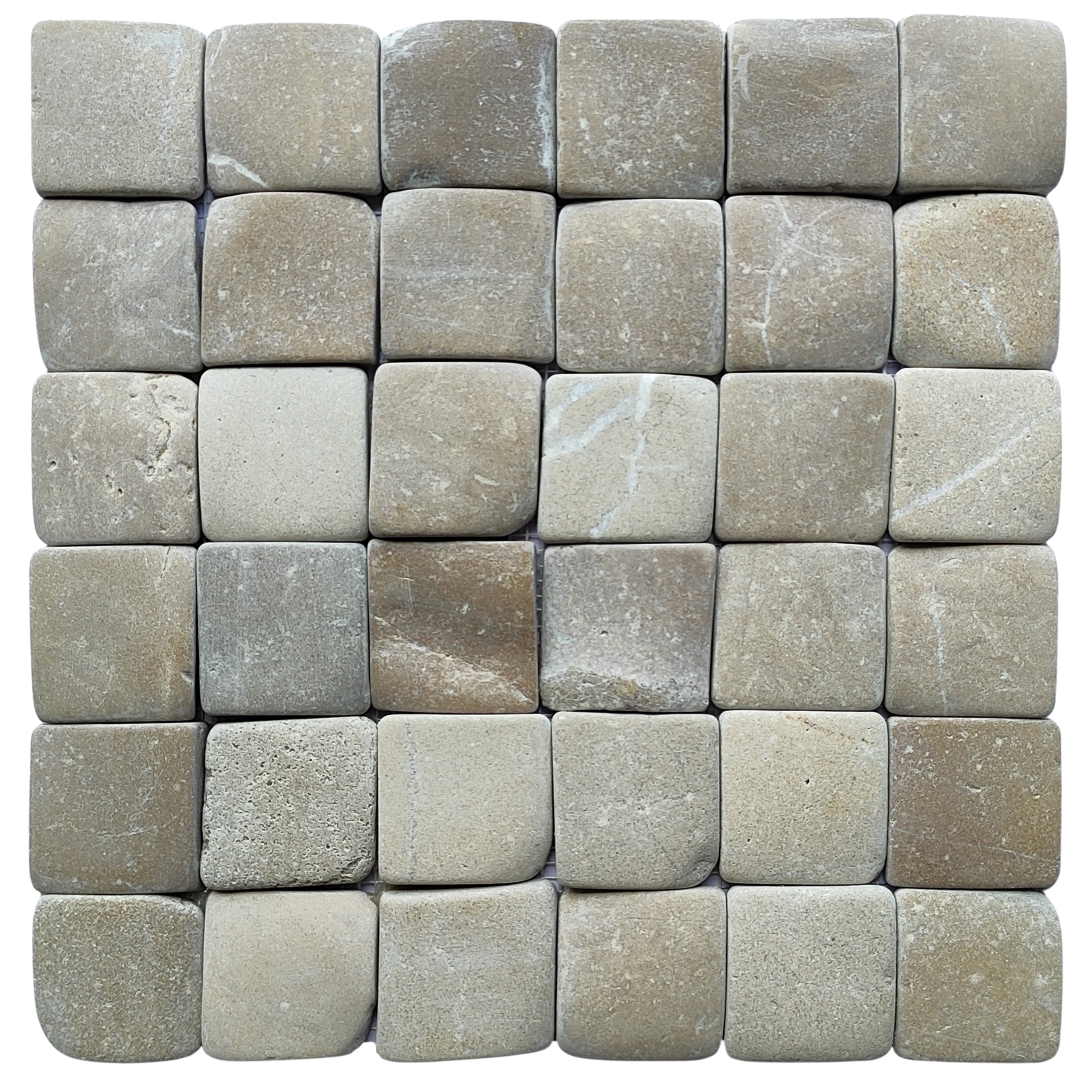 Java Tan Pebble Square Mosaic Tile 2x2 - Pebble Tile Shop