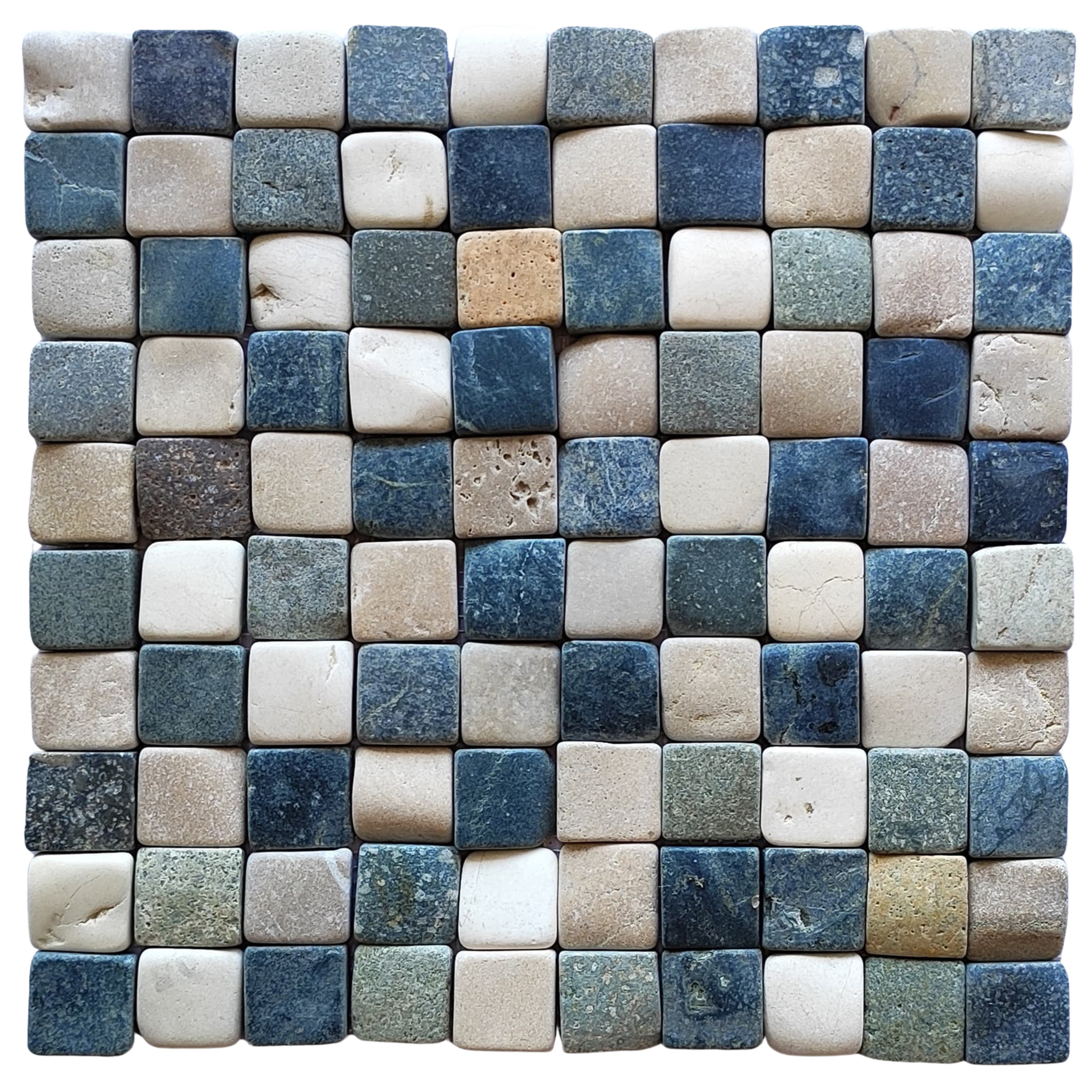 Mix 4 Colours Pebble Square Mosaic Tile 1x1 - Pebble Tile Shop