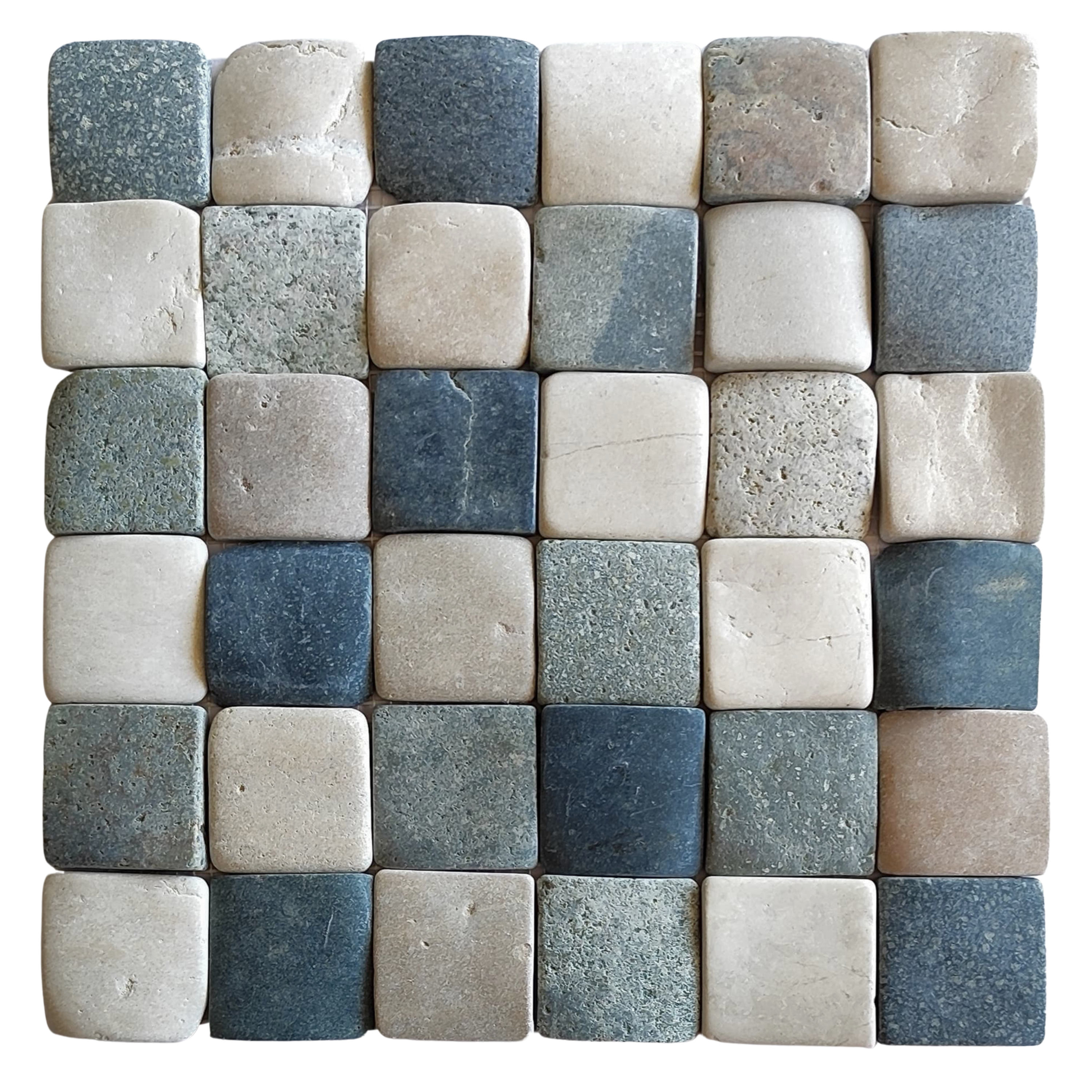 Mix 4 Colours Pebble Square Mosaic Tile 2x2 - Pebble Tile Shop