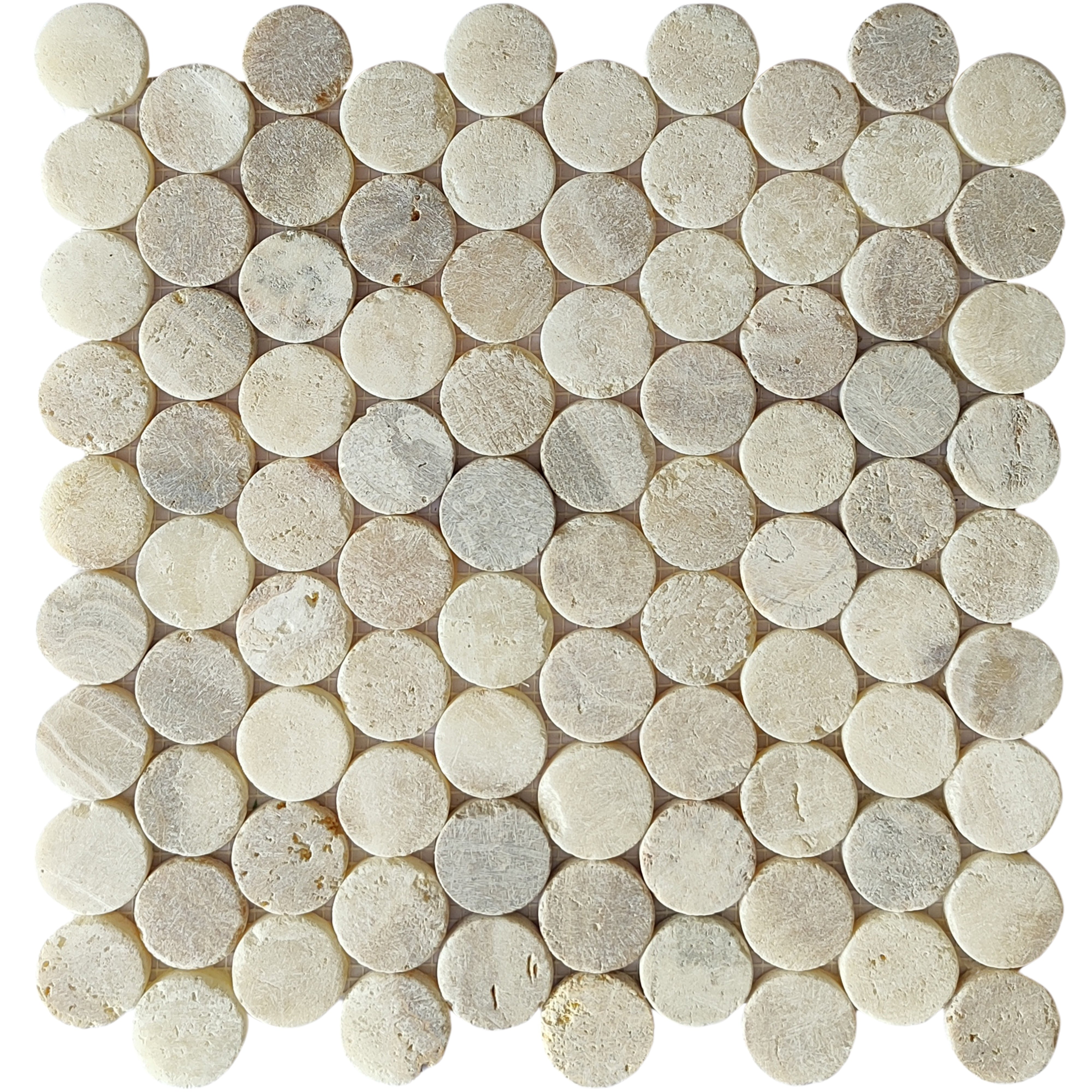 Mix Quartz penny round marble mosaic tile - Pebble Tile Shop