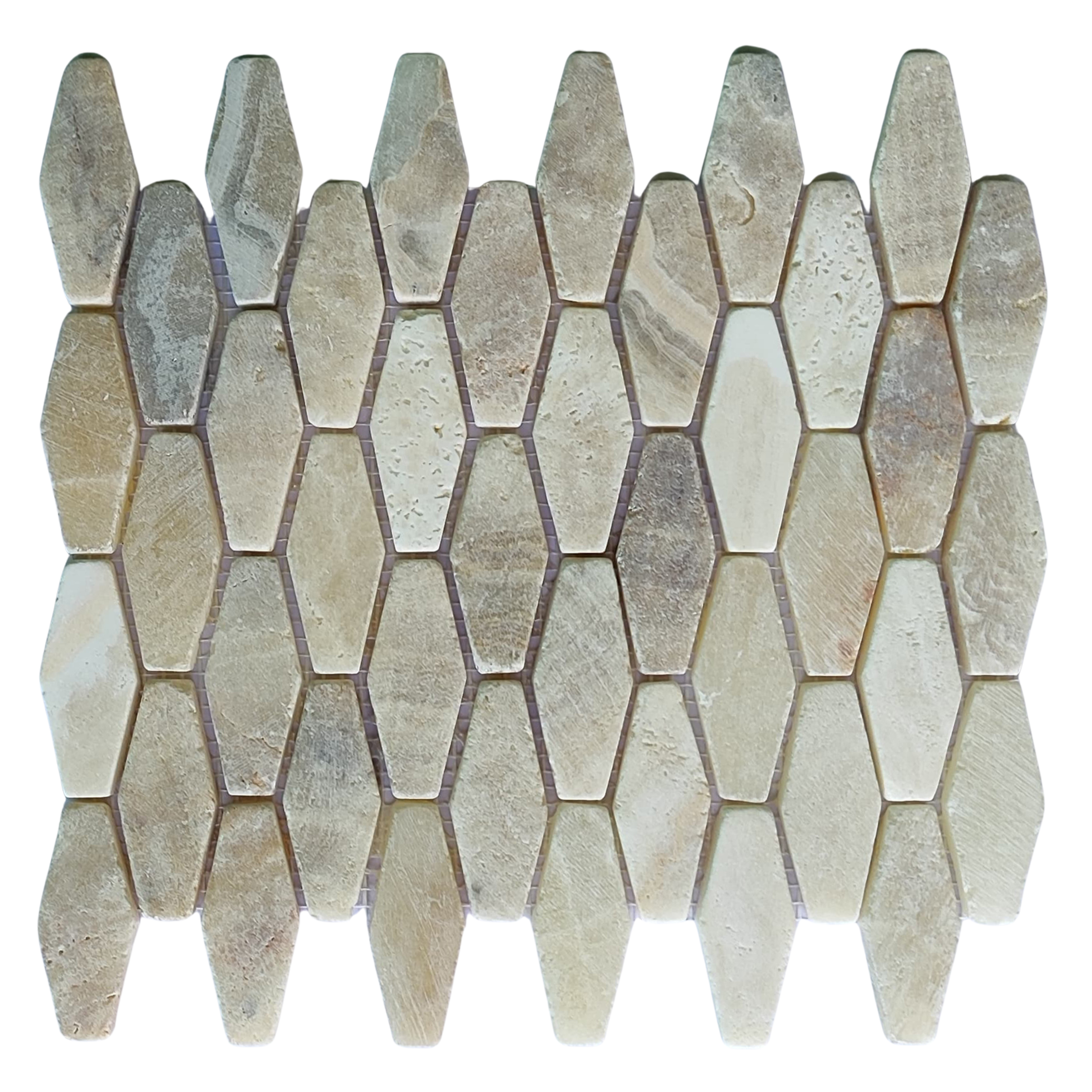 Mix Quartz Small Elongated Hexagon Marble Mosaic Tile - Pebble Tile Shop