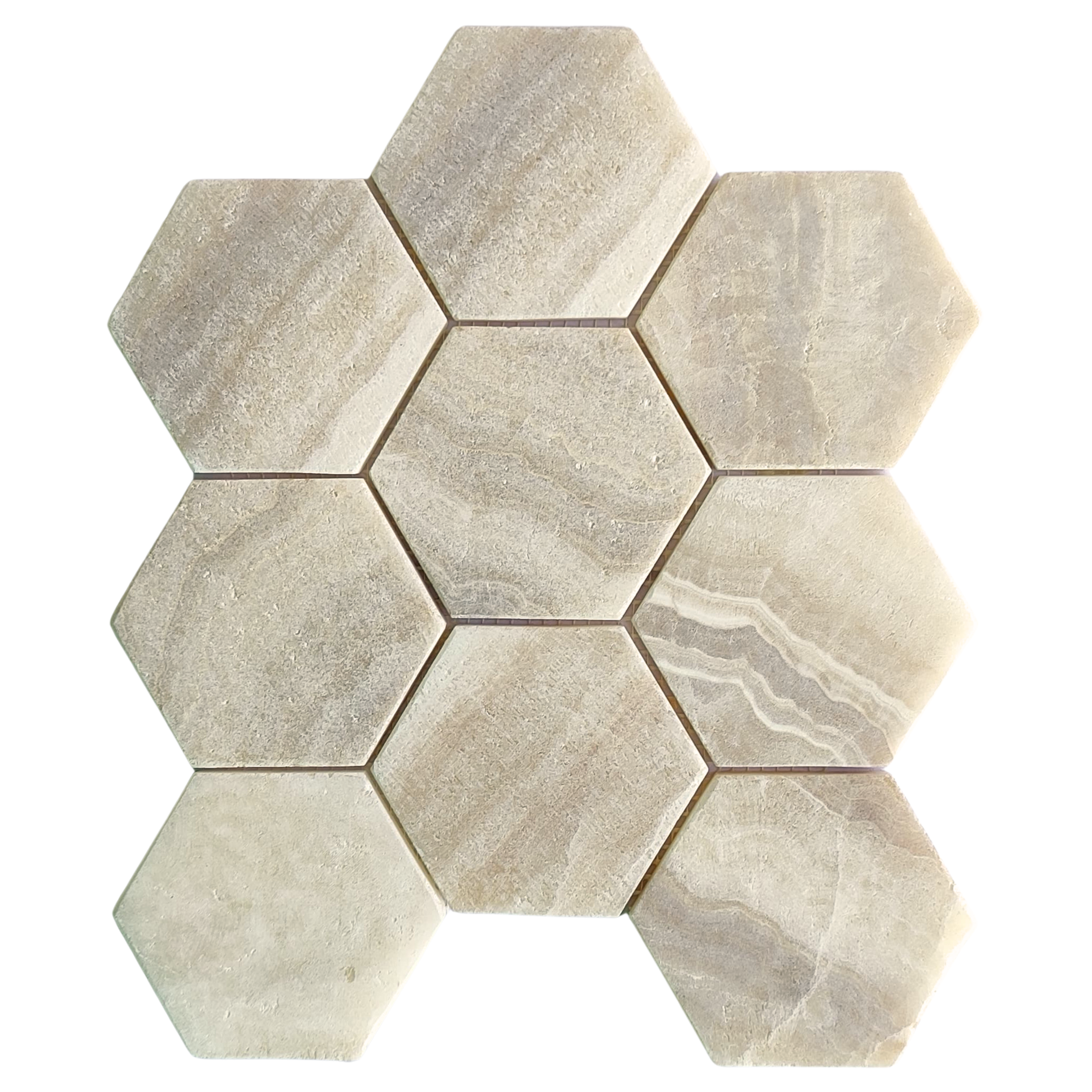 Mix Quartz XL Large Hexagon Marble Mosaic Tile - Pebble Tile Shop