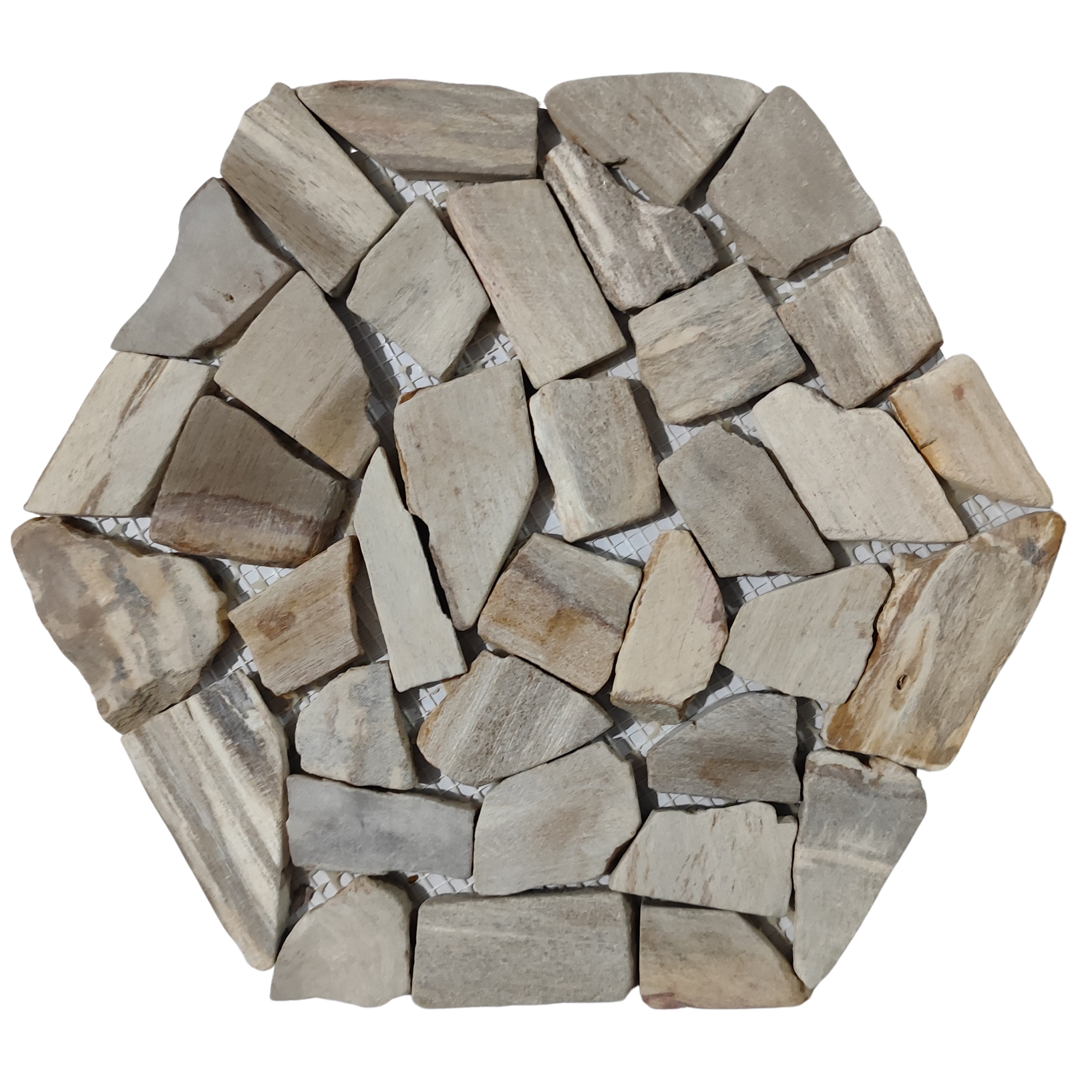 Petrified Wood Honeycomb stone mosaic tile - Pebble Tile Shop