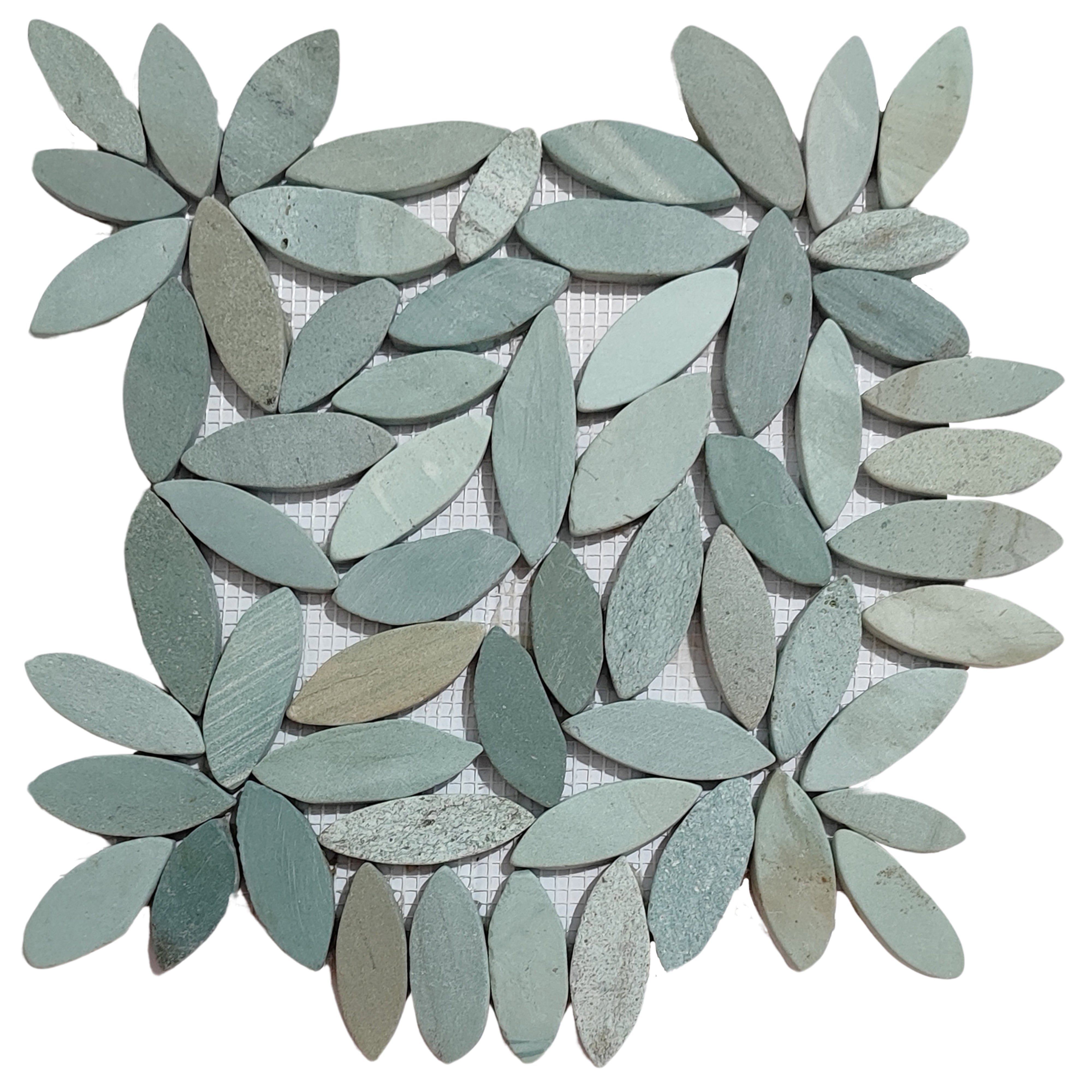 Sea Green Flower Pebble Stone Mosaic Tiles - Pebble Tile Shop