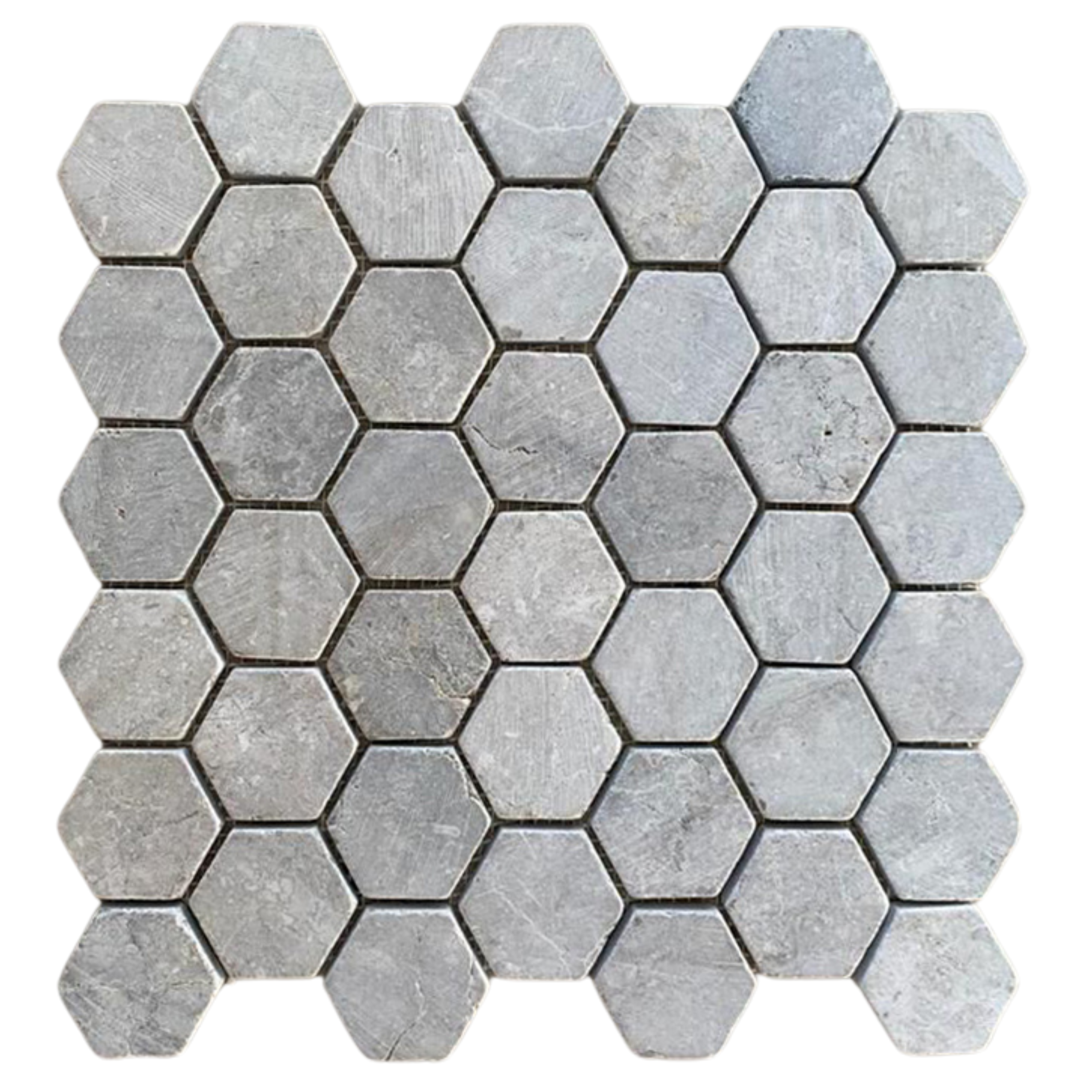 Stone Grey Hexagon 2x2 Marble Mosaic Tile - Pebble Tile Shop