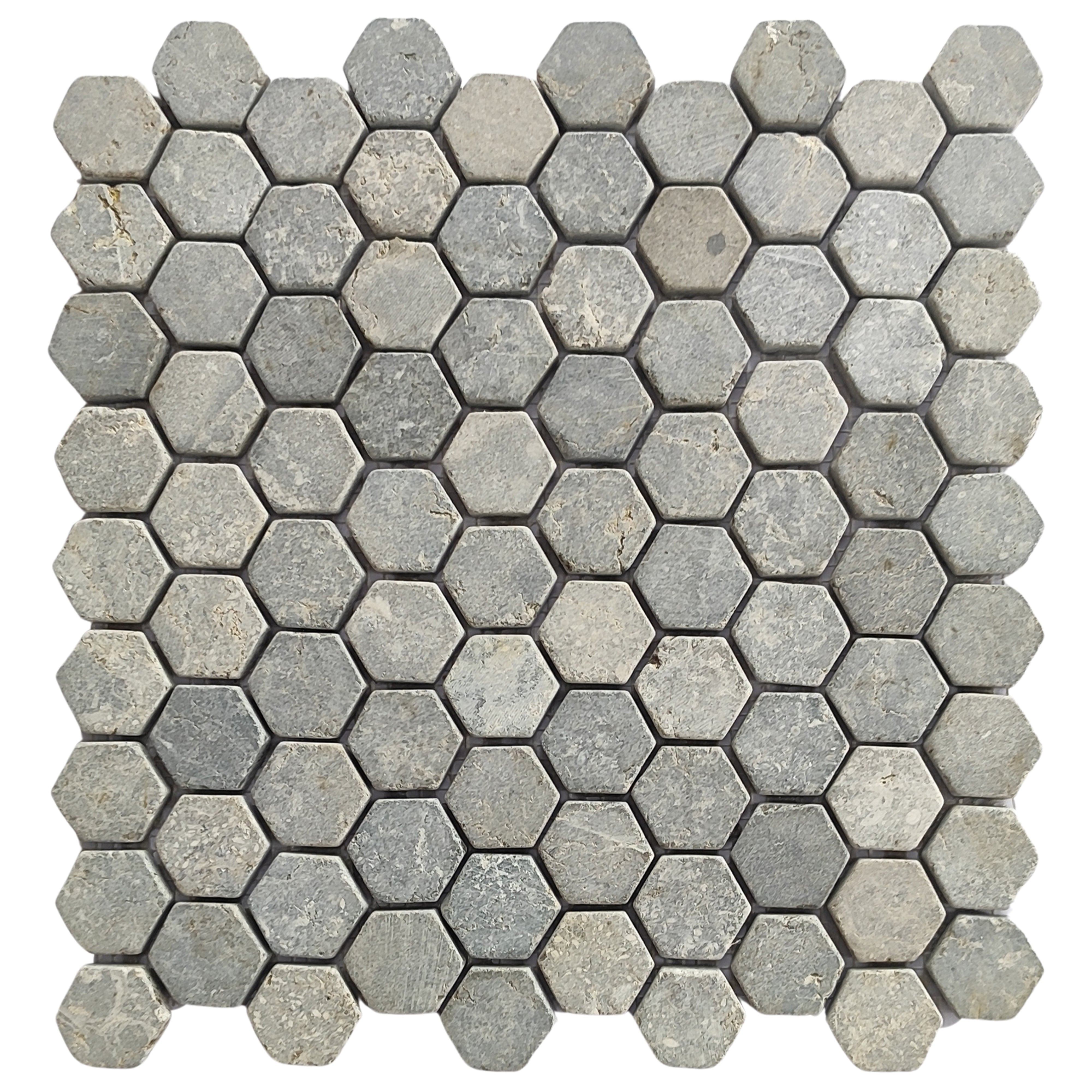 Stone Grey Small Hexagon 1x1 Marble Mosaic Tile - Pebble Tile Shop