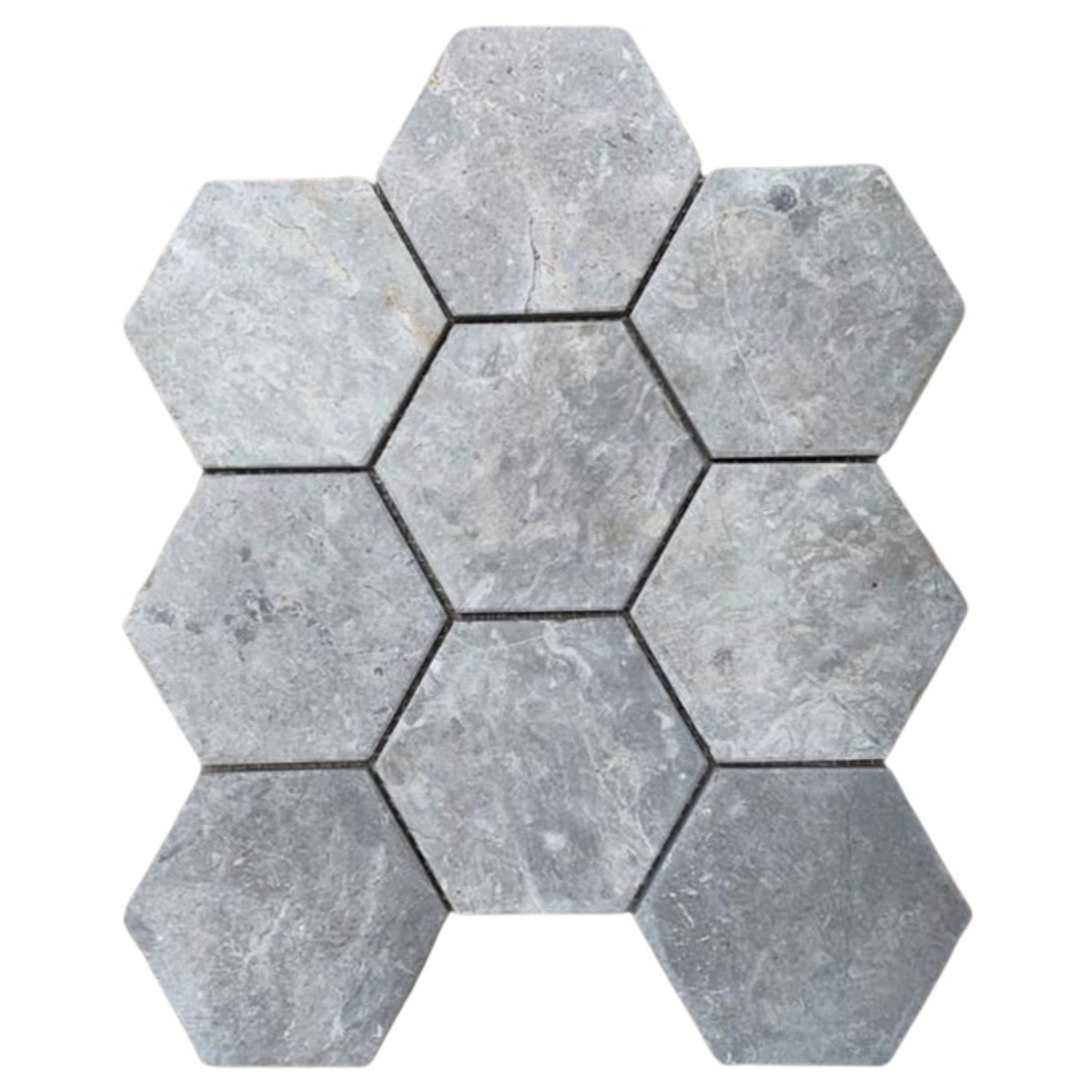 Stone Grey XL Large Hexagon Marble Mosaic Tile - Pebble Tile Shop