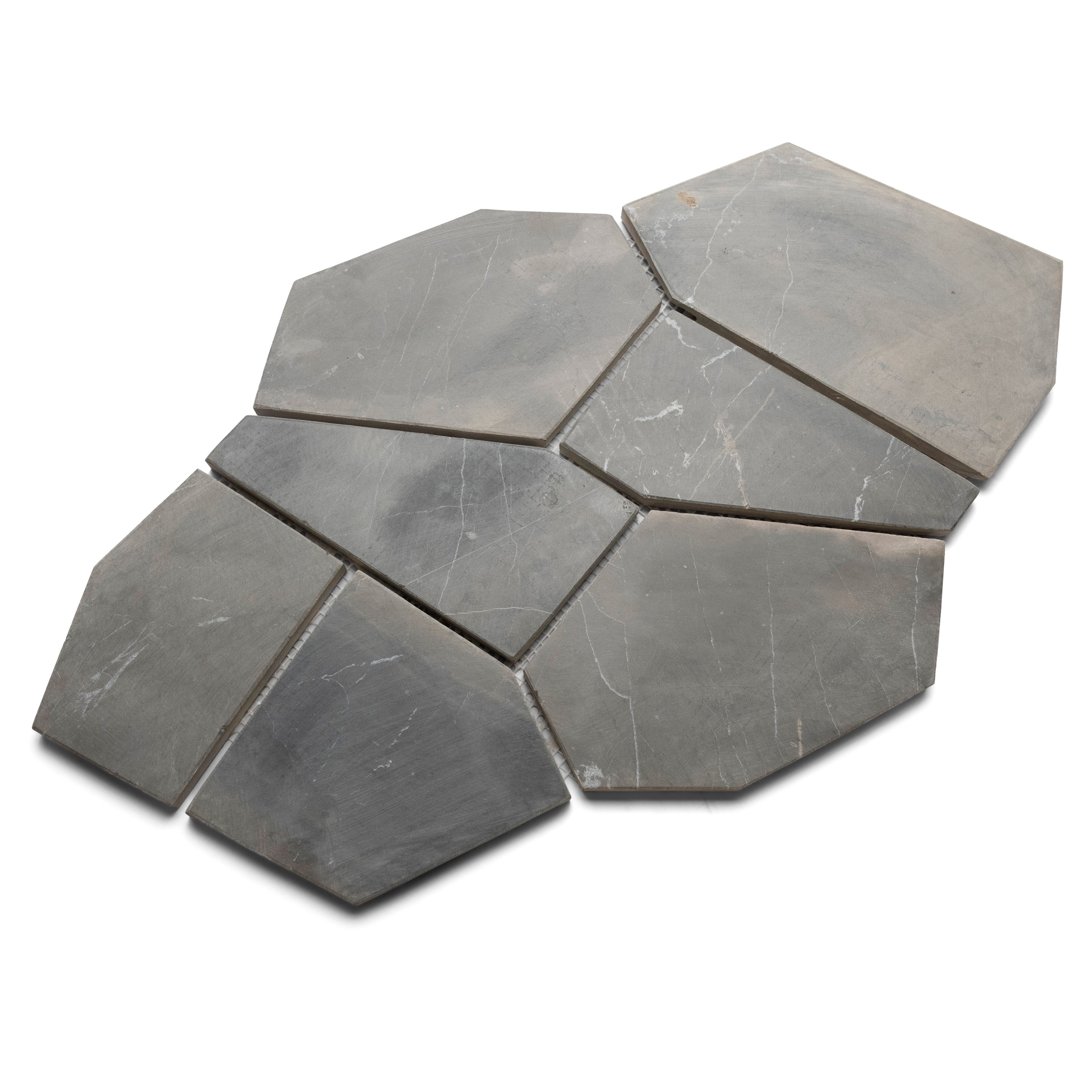 Dark Grey Pentagon Marble Mosaic Tiles - Pebble Tile Shop