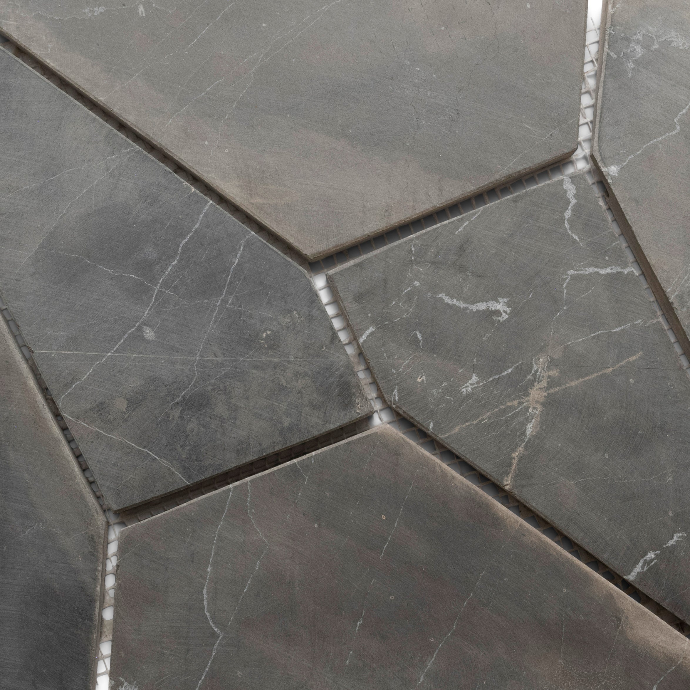 Dark Grey Pentagon Marble Mosaic Tiles - Pebble Tile Shop