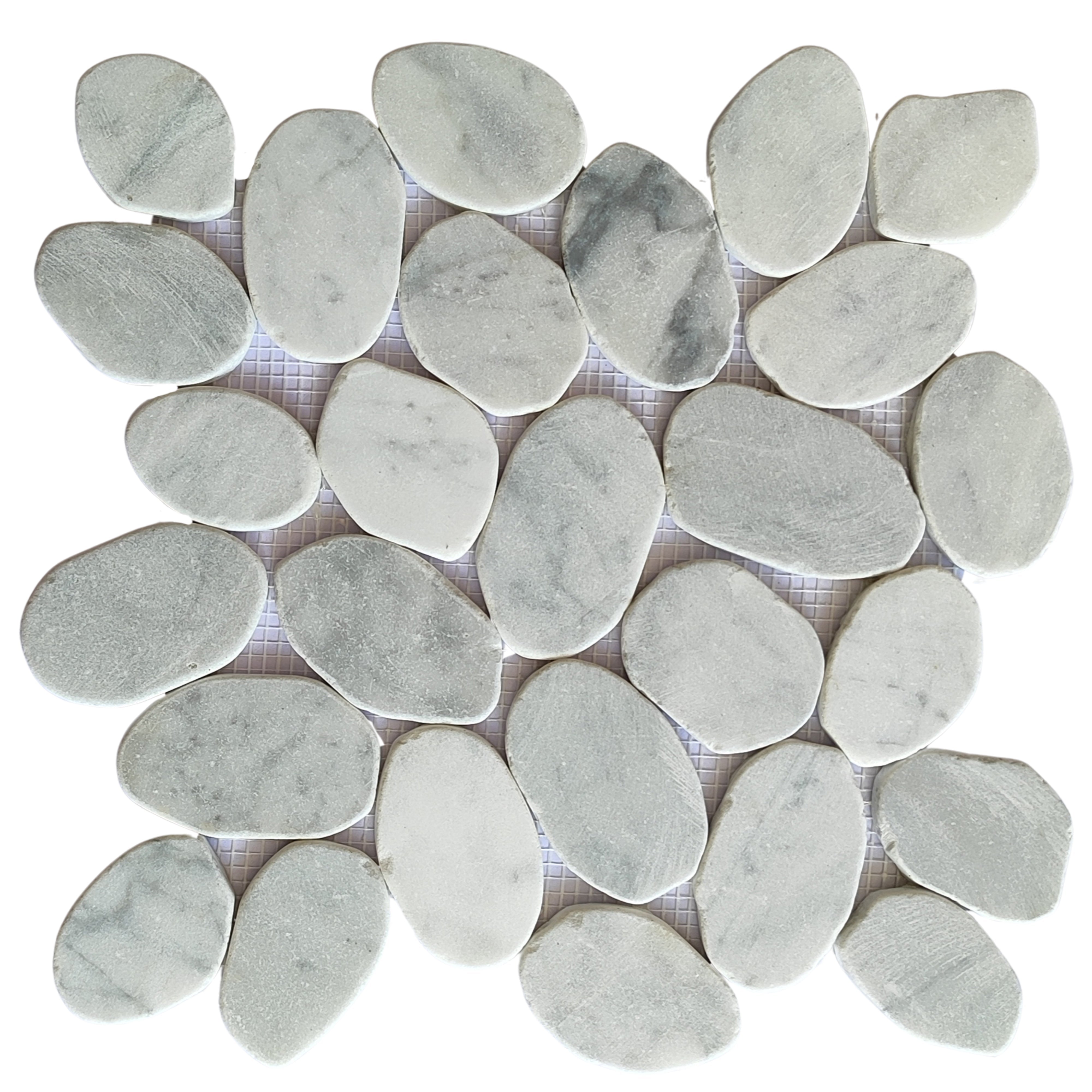 White Carrara XL Sliced Pebble Tiles | Sliced Pebble Tiles | Pebble ...