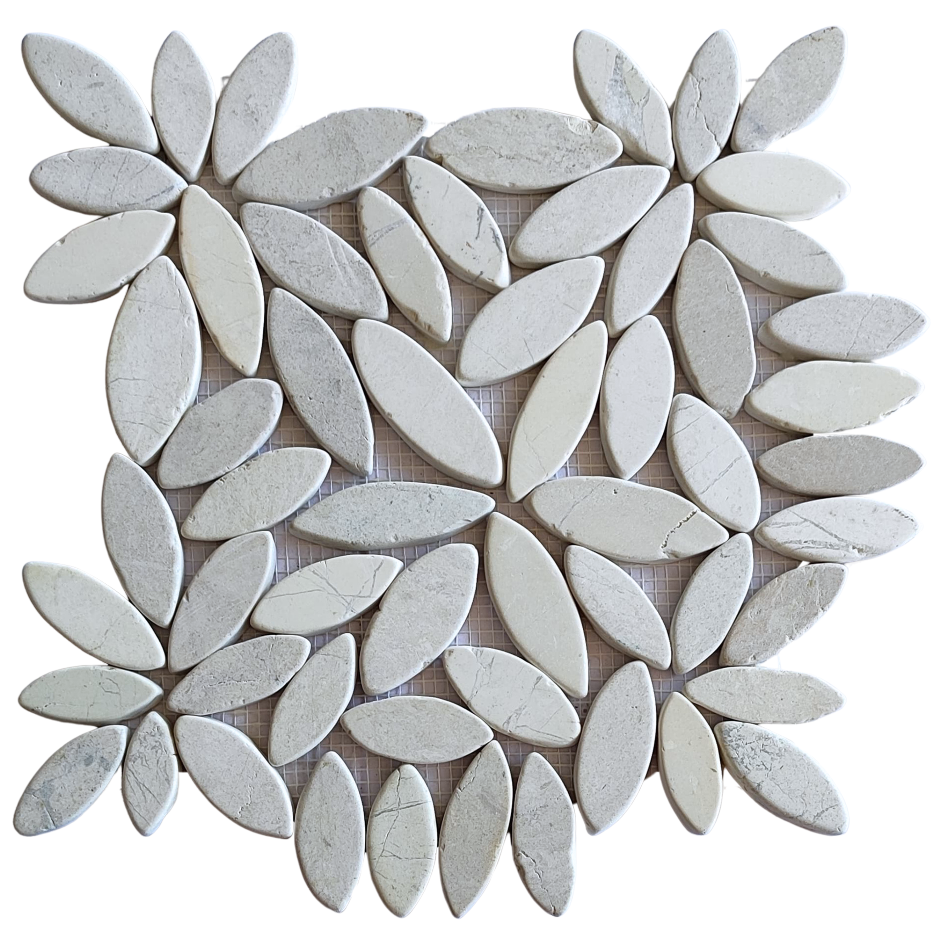 White Flower Pebble Stone Mosaic Tiles - Pebble Tile Shop