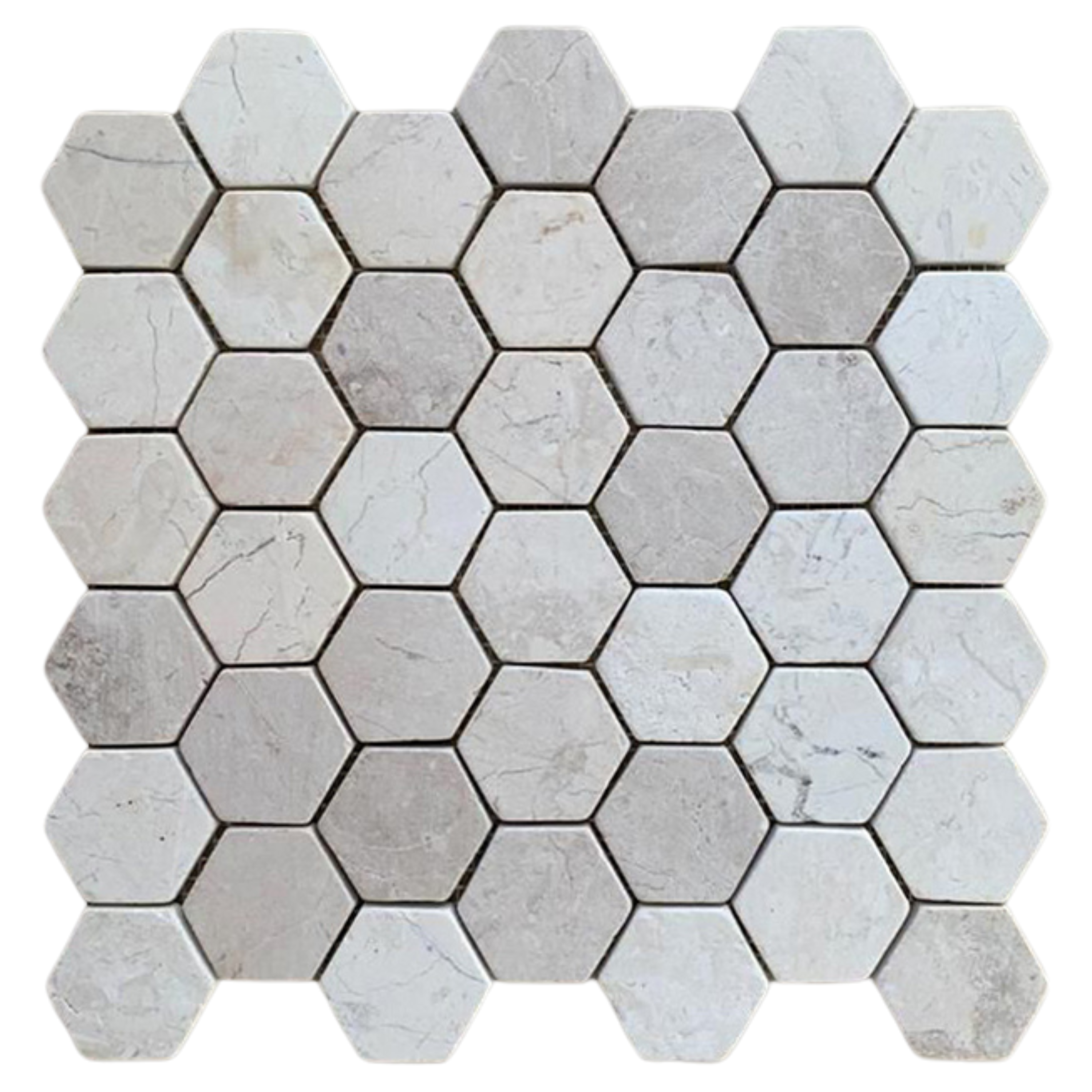 White Hexagon 2x2 Marble Mosaic Tile - Pebble Tile Shop