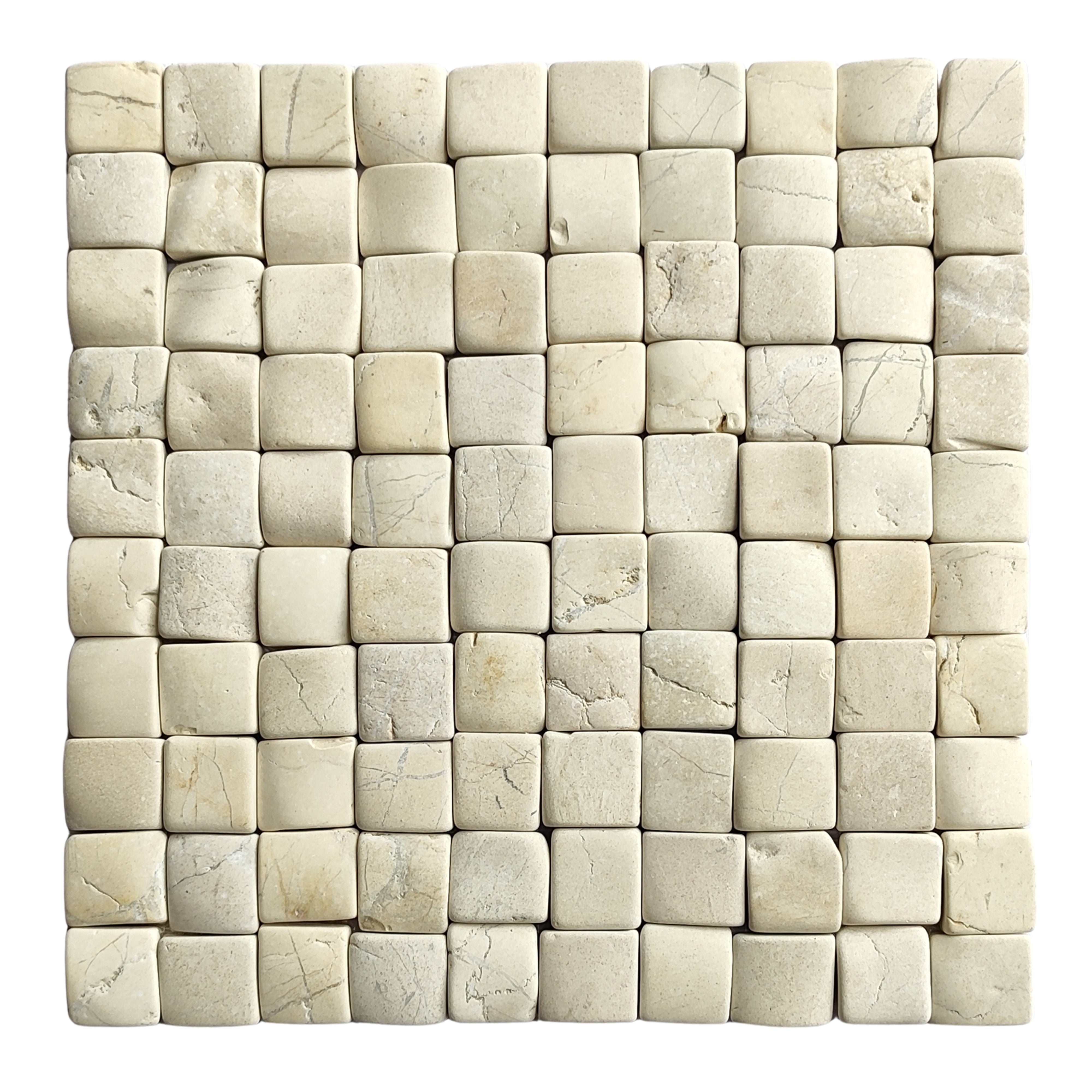 White Pebble Square Mosaic Tile 1x1 - Pebble Tile Shop