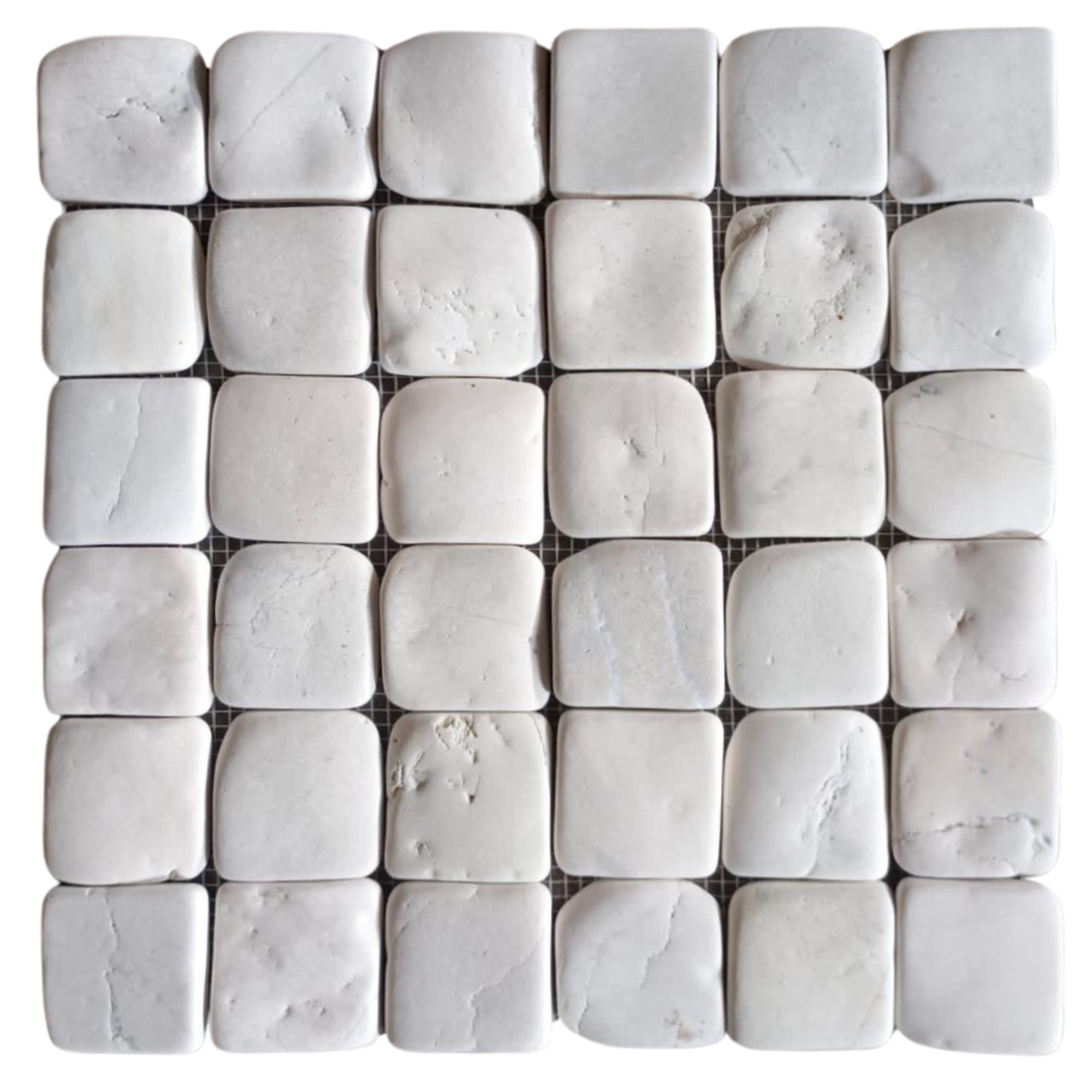 White Pebble Square Mosaic Tile 2x2 - Pebble Tile Shop