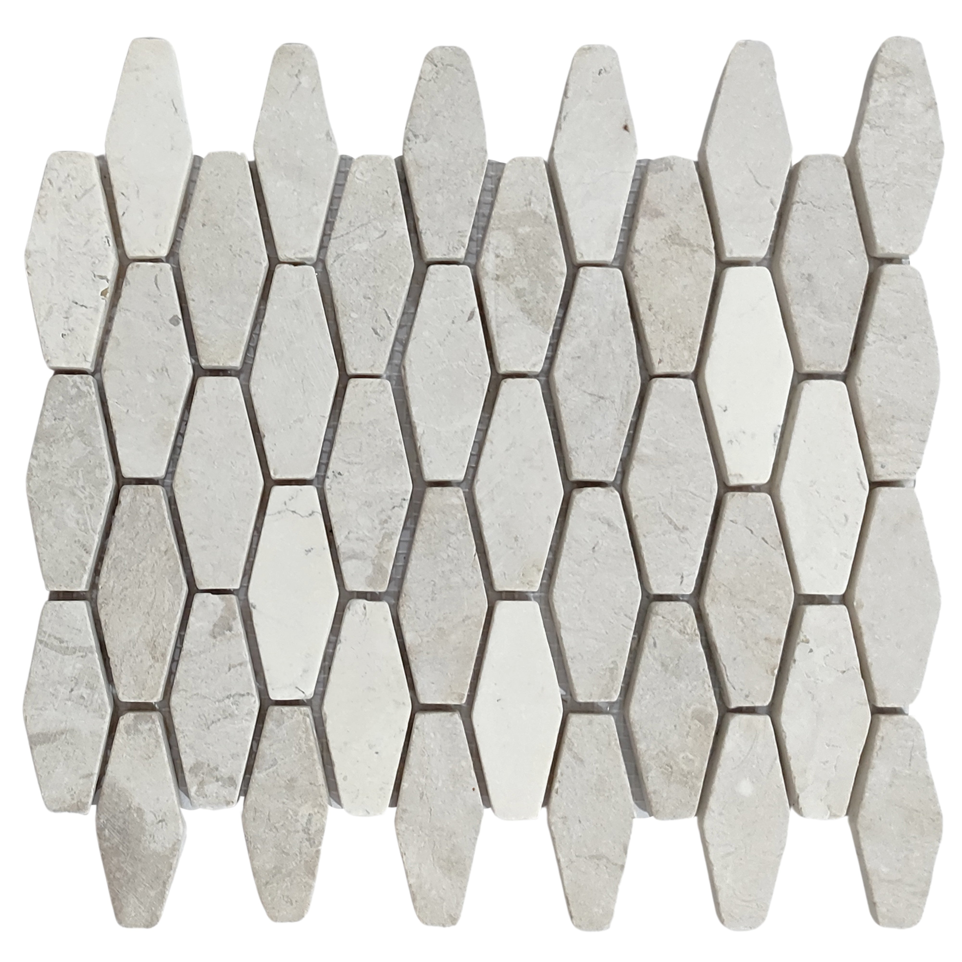 White Small Elongated Hexagon Marble Mosaic Tile - Pebble Tile Shop