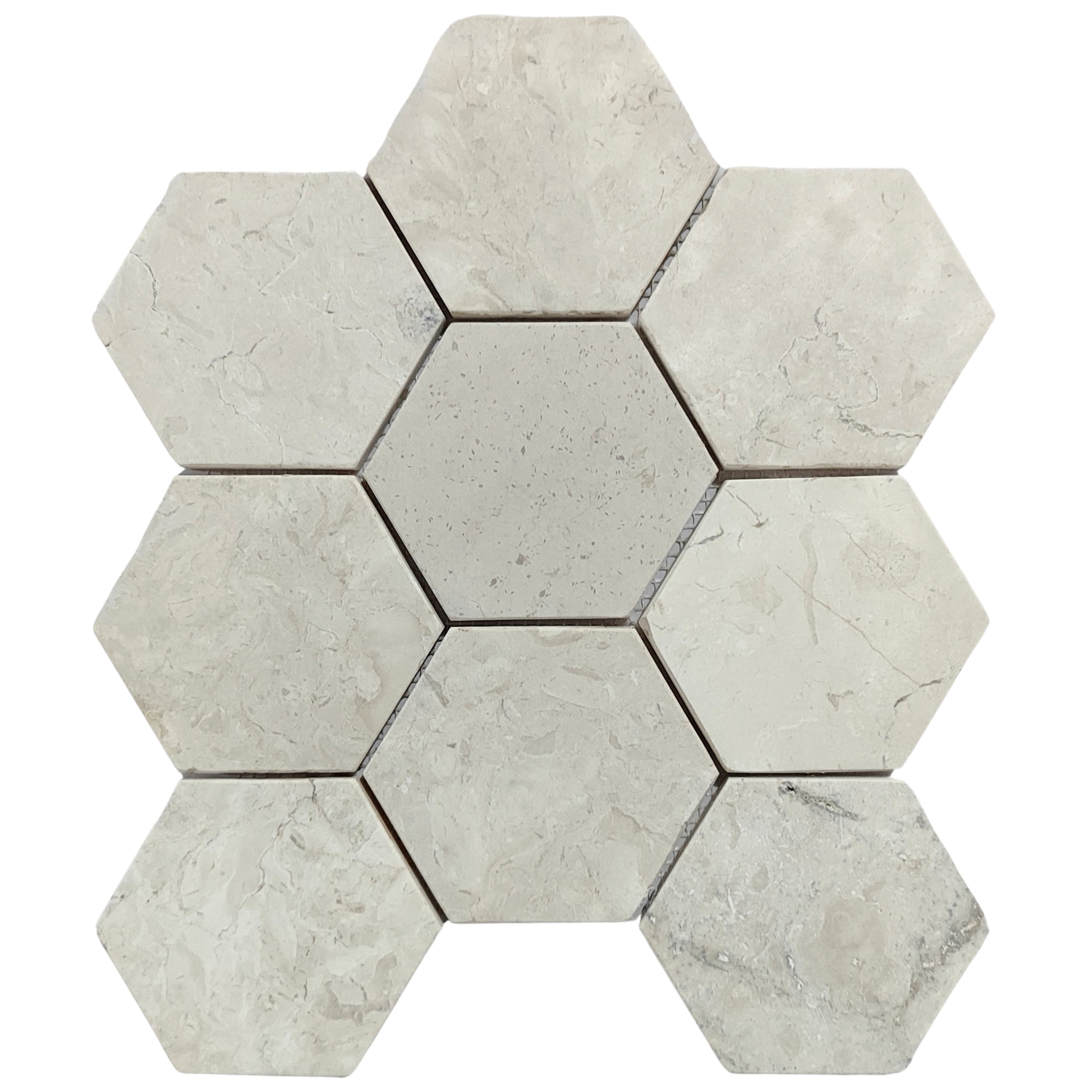 White XL Large Hexagon Marble Mosaic Tile - Pebble Tile Shop