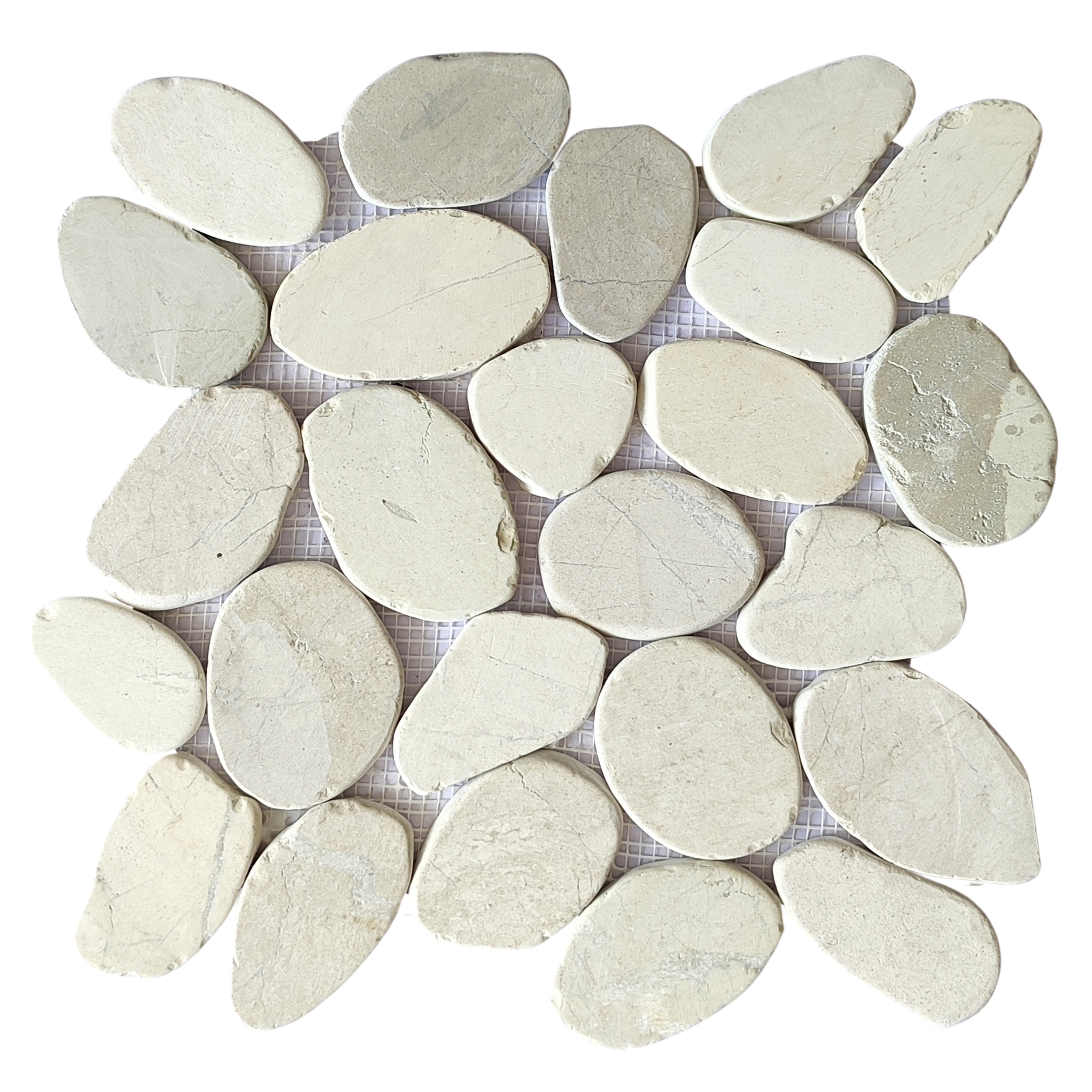 White XL Sliced Pebble Tiles - Pebble Tile Shop