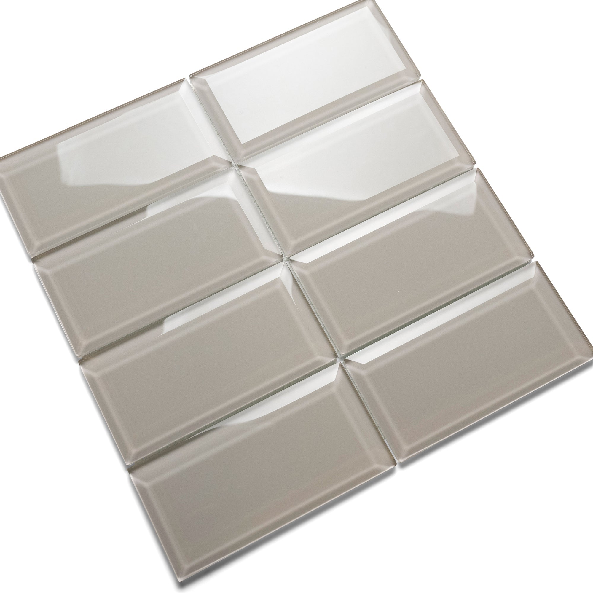 Beveled Smoke Glass Subway Tile - Pebble Tile Shop