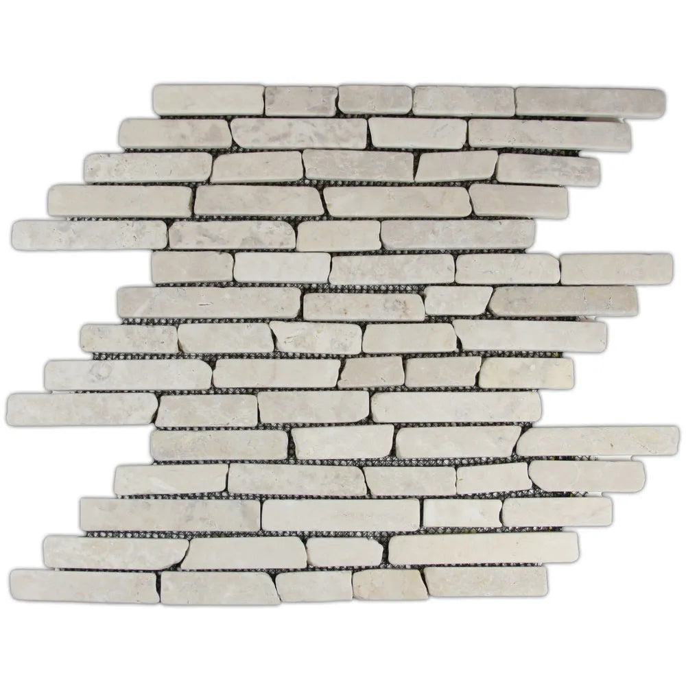 Cream Pencil Stone Mosaic Tile - Pebble Tile Shop