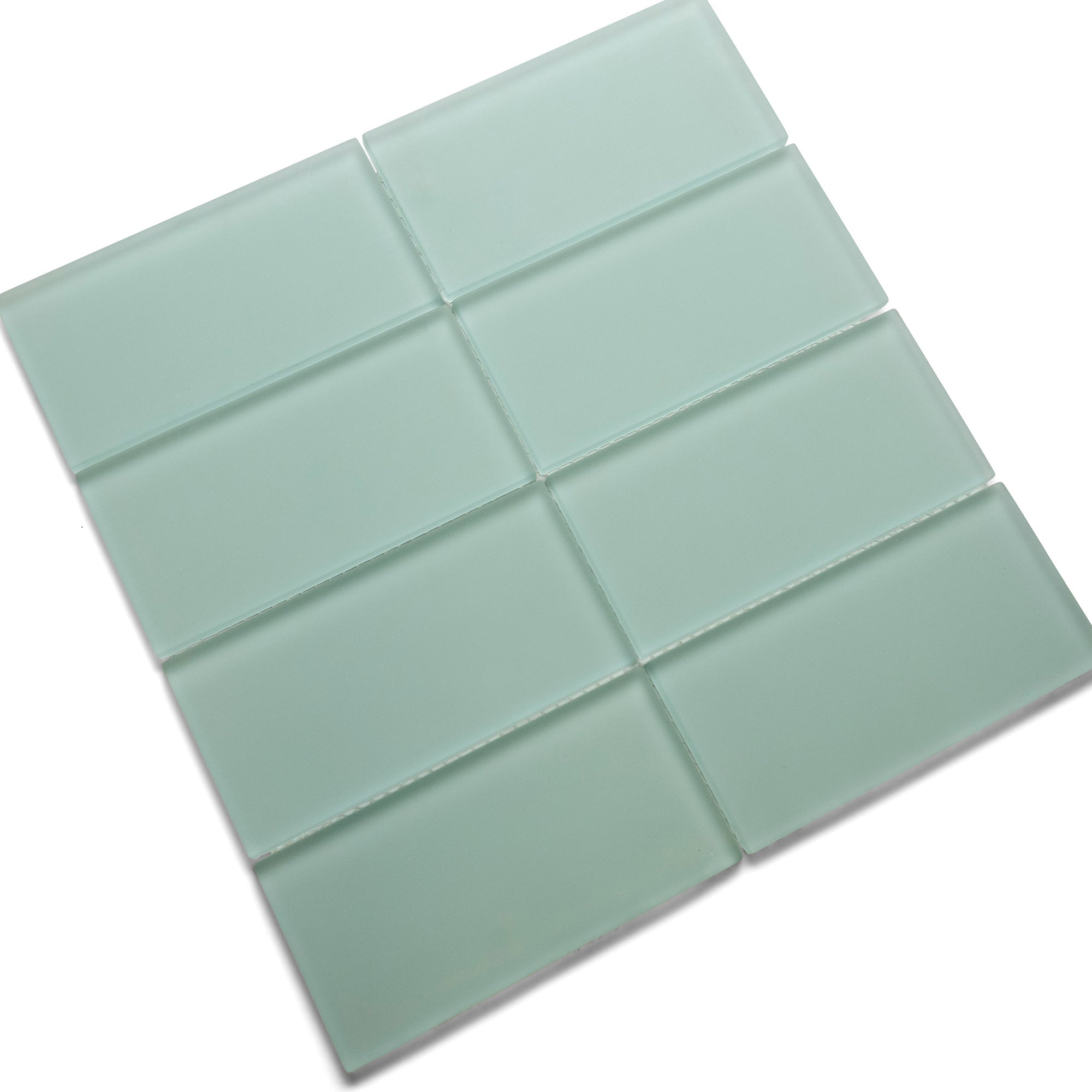 Frosted Sage Green Glass Subway Tile - Pebble Tile Shop