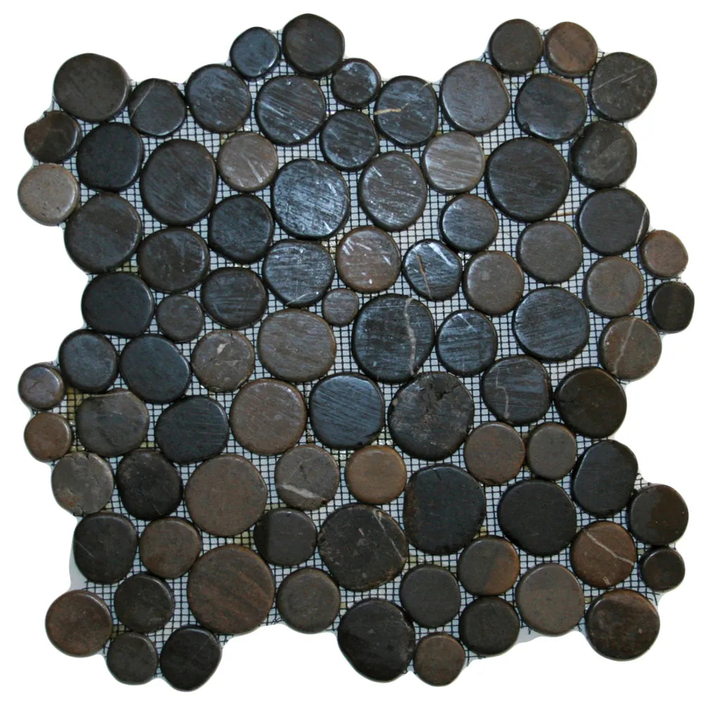 Glazed Grey Moon Mosaic Tile - Pebble Tile Shop