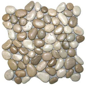 Glazed Java Tan and White Pebble Tile - Pebble Tile Shop