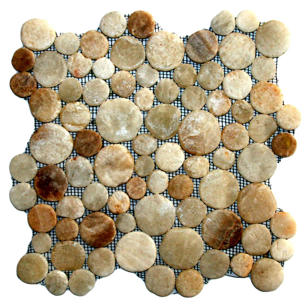 Glazed Mixed Quartz Moon Mosaic Tile - Pebble Tile Shop