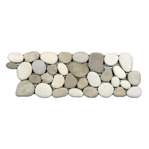 Java Tan and White Pebble Tile Border - Pebble Tile Shop